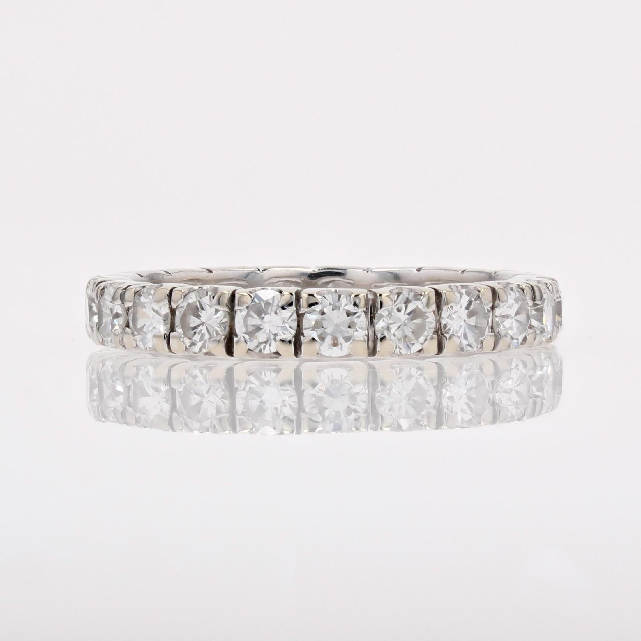 French Modern Diamonds 18 Karat White Gold Band Wedding Ring For Sale 3