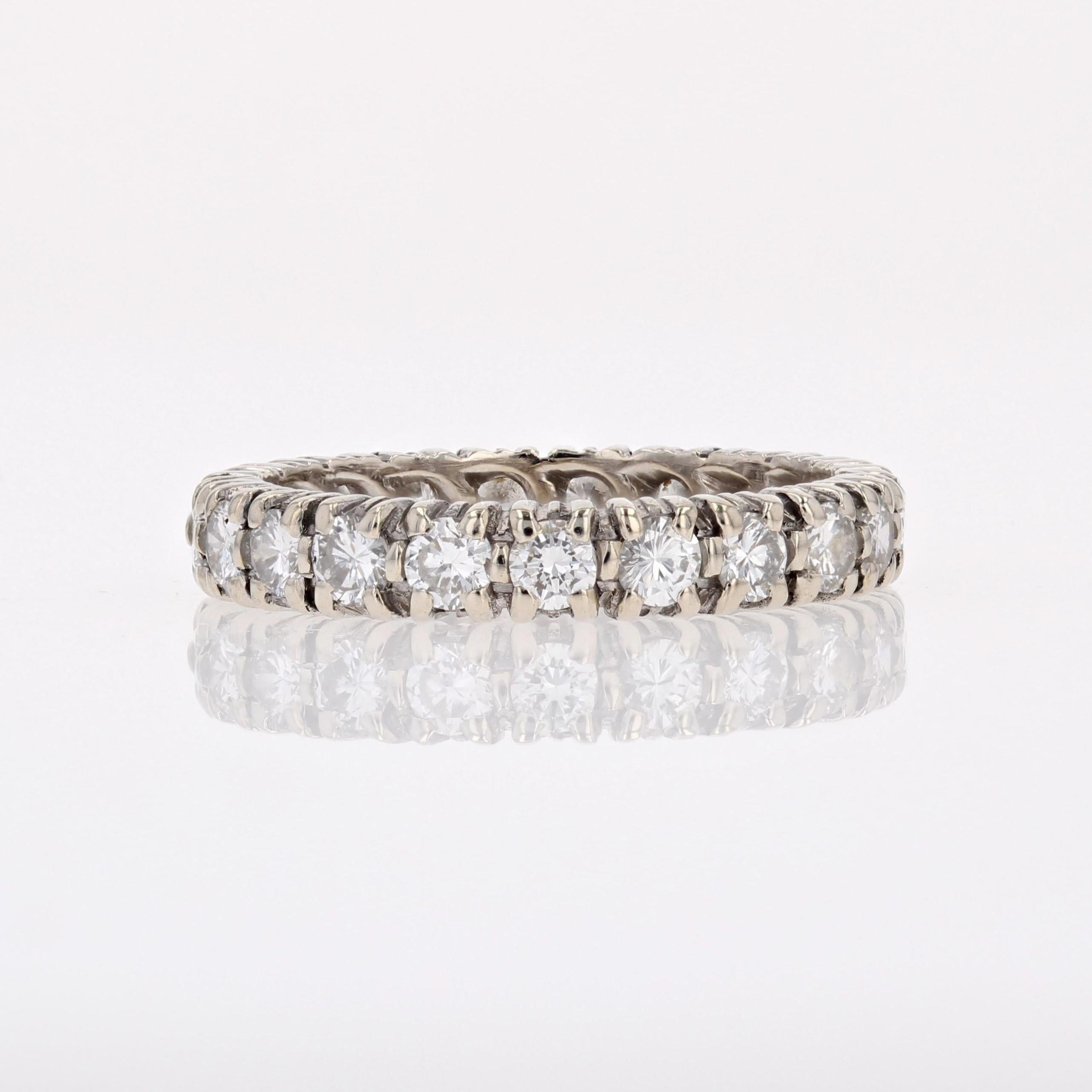 French Modern Diamonds 18 Karat White Gold Band Wedding Ring For Sale 3