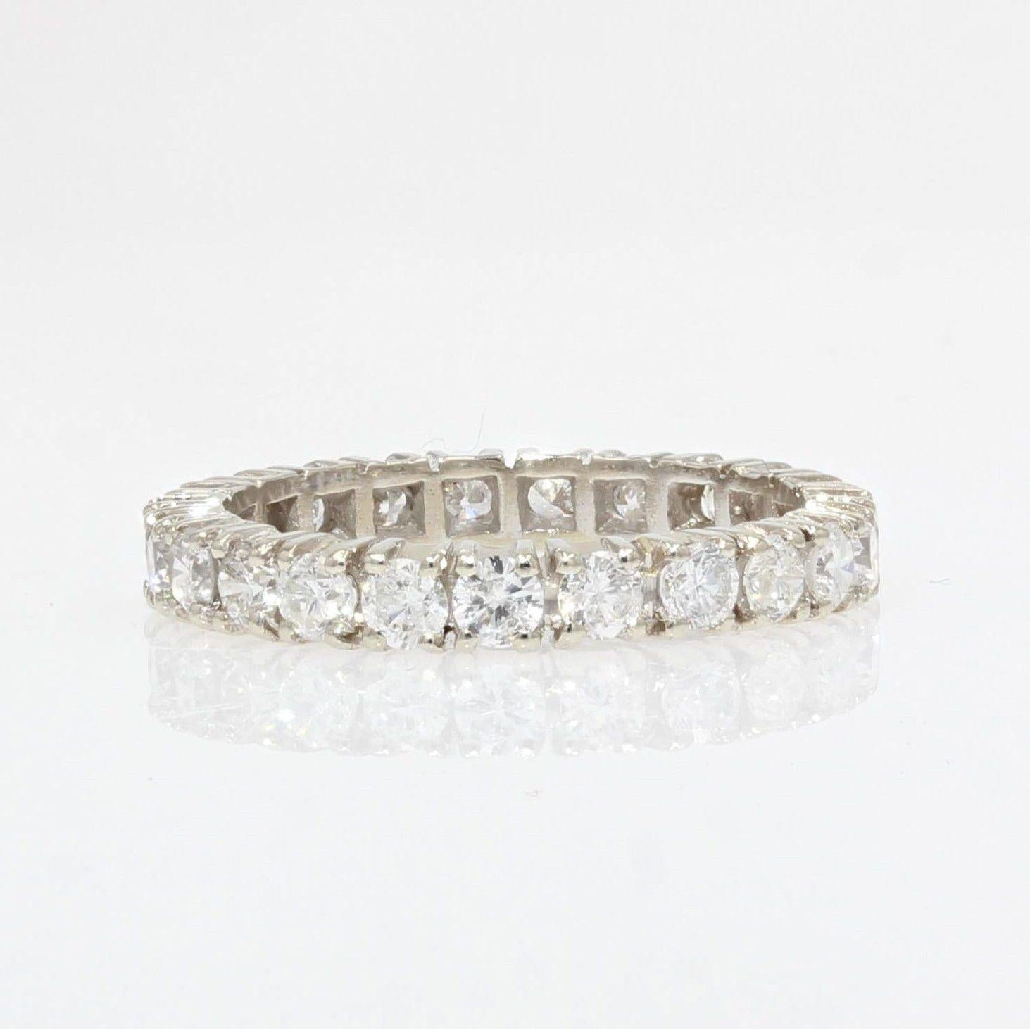 French Modern Diamonds 18 Karat White Gold Band Wedding Ring For Sale 4