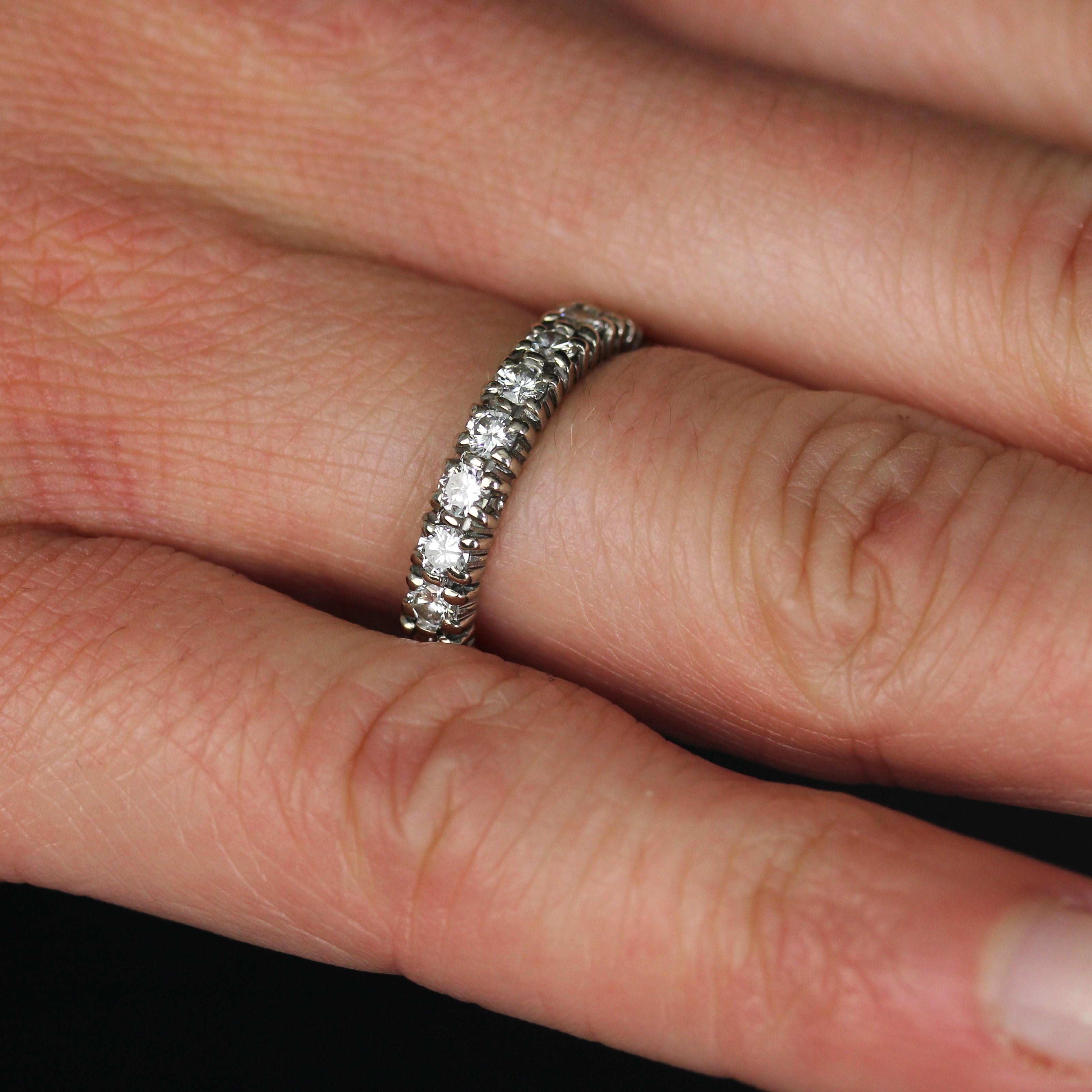French Modern Diamonds 18 Karat White Gold Band Wedding Ring For Sale 4