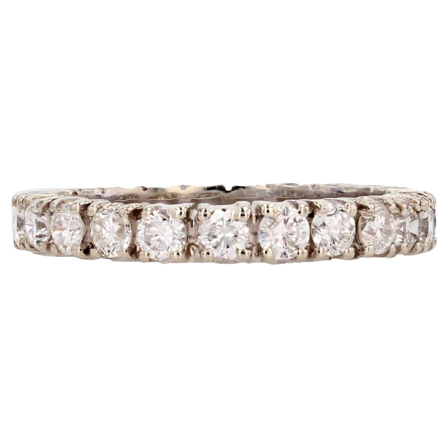 Anneau de mariage en or blanc 18 carats et diamants de style français moderne en vente