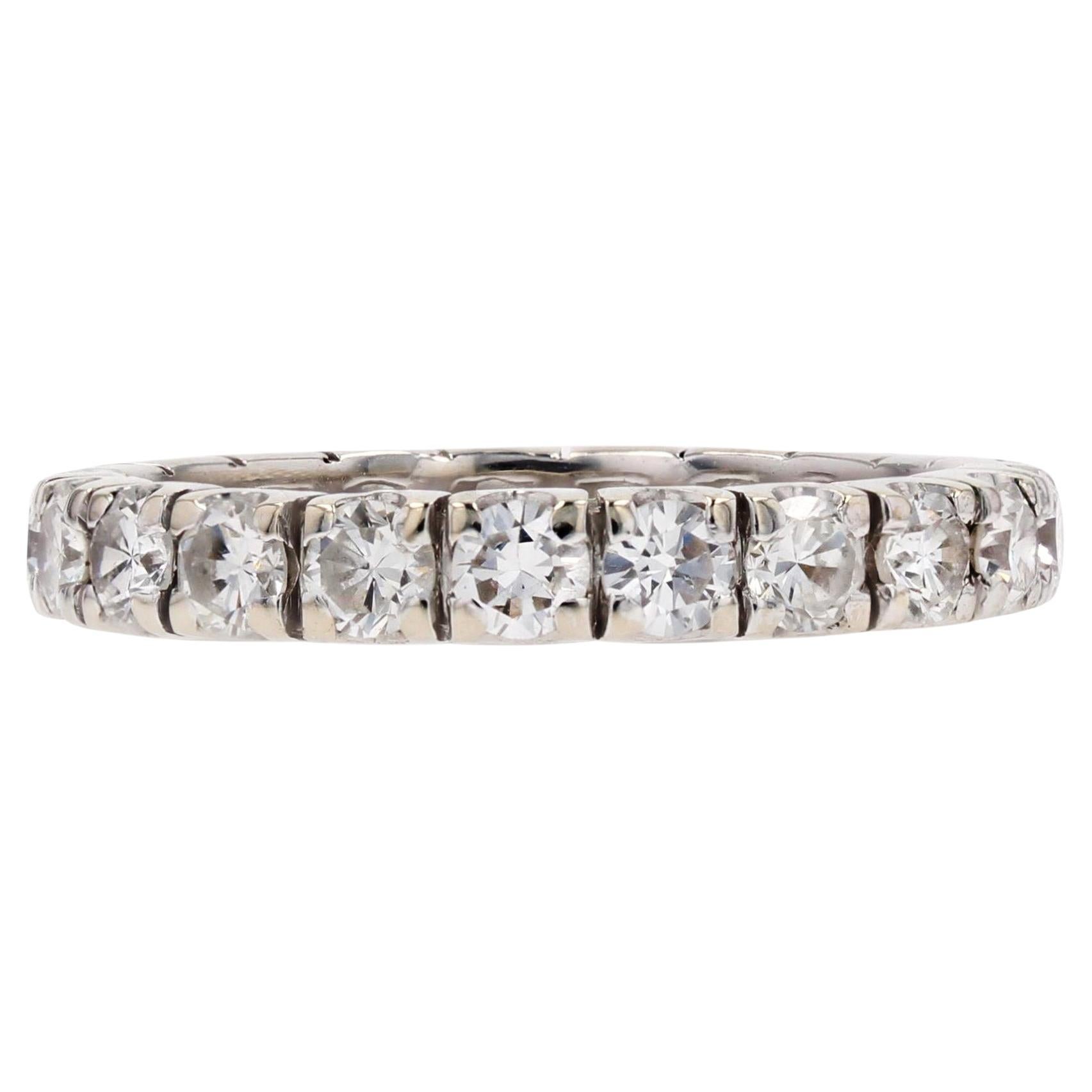French Modern Diamonds 18 Karat White Gold Band Wedding Ring For Sale