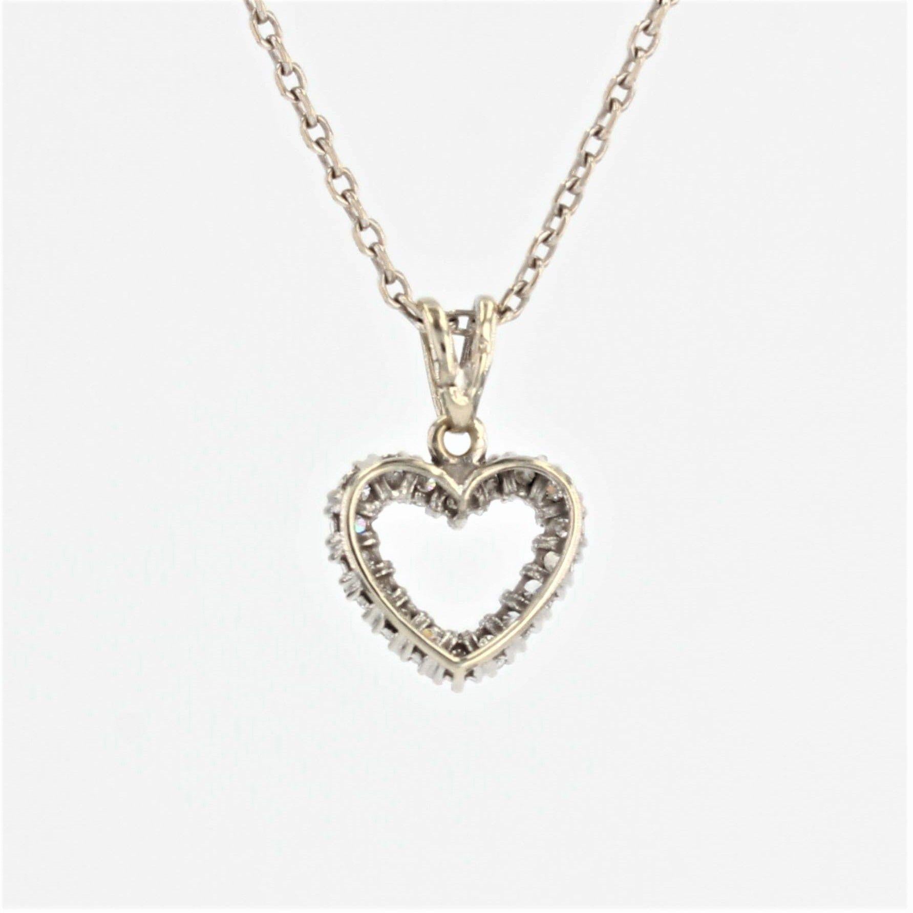 French Modern Diamonds 18 Karat White Gold Heart Shape Pendant 3