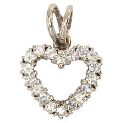 French Modern Diamonds 18 Karat White Gold Heart Shape Pendant