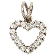 French Modern Diamonds 18 Karat White Gold Heart Shape Pendant