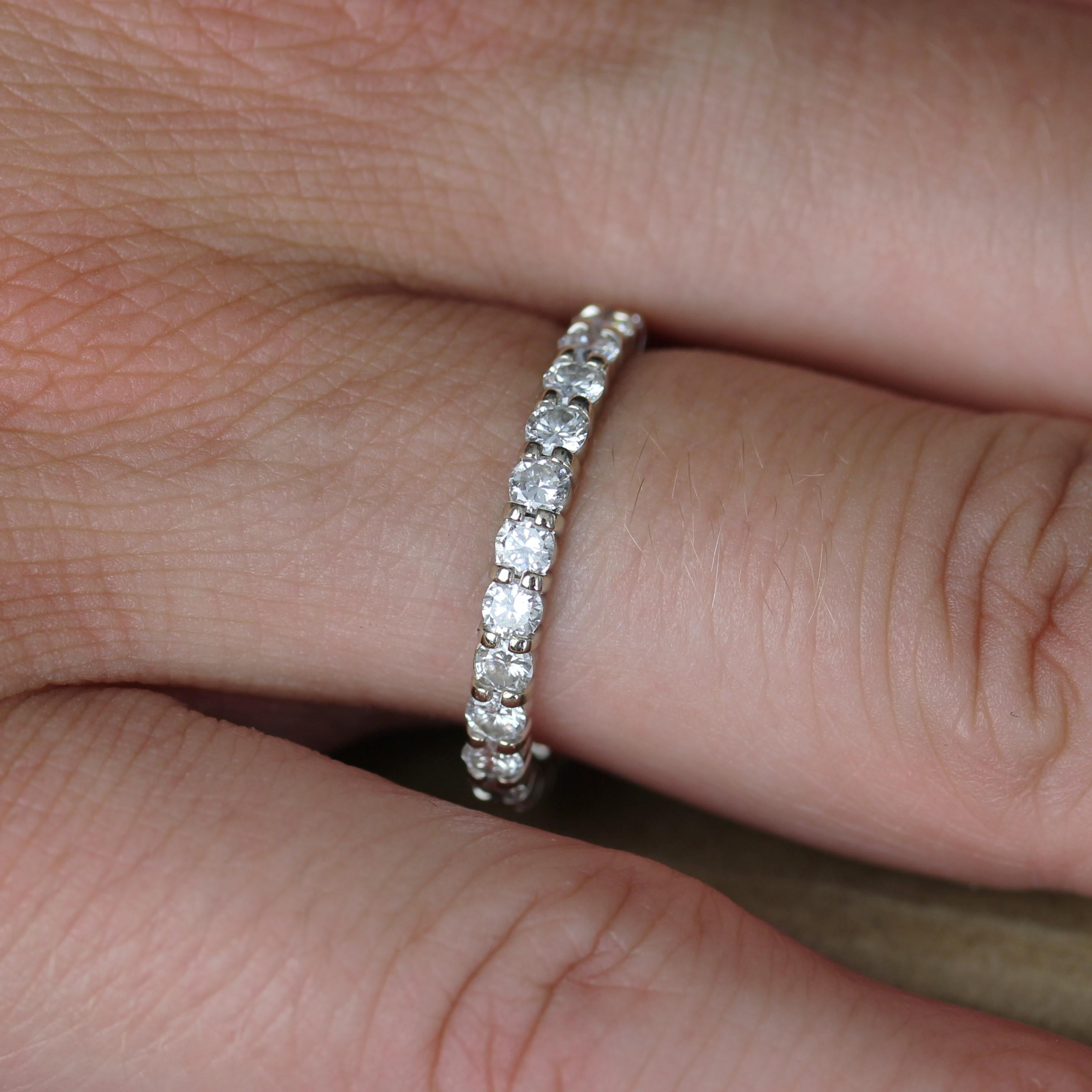 French Modern Diamonds 18 Karat White Gold Wedding Ring For Sale 7