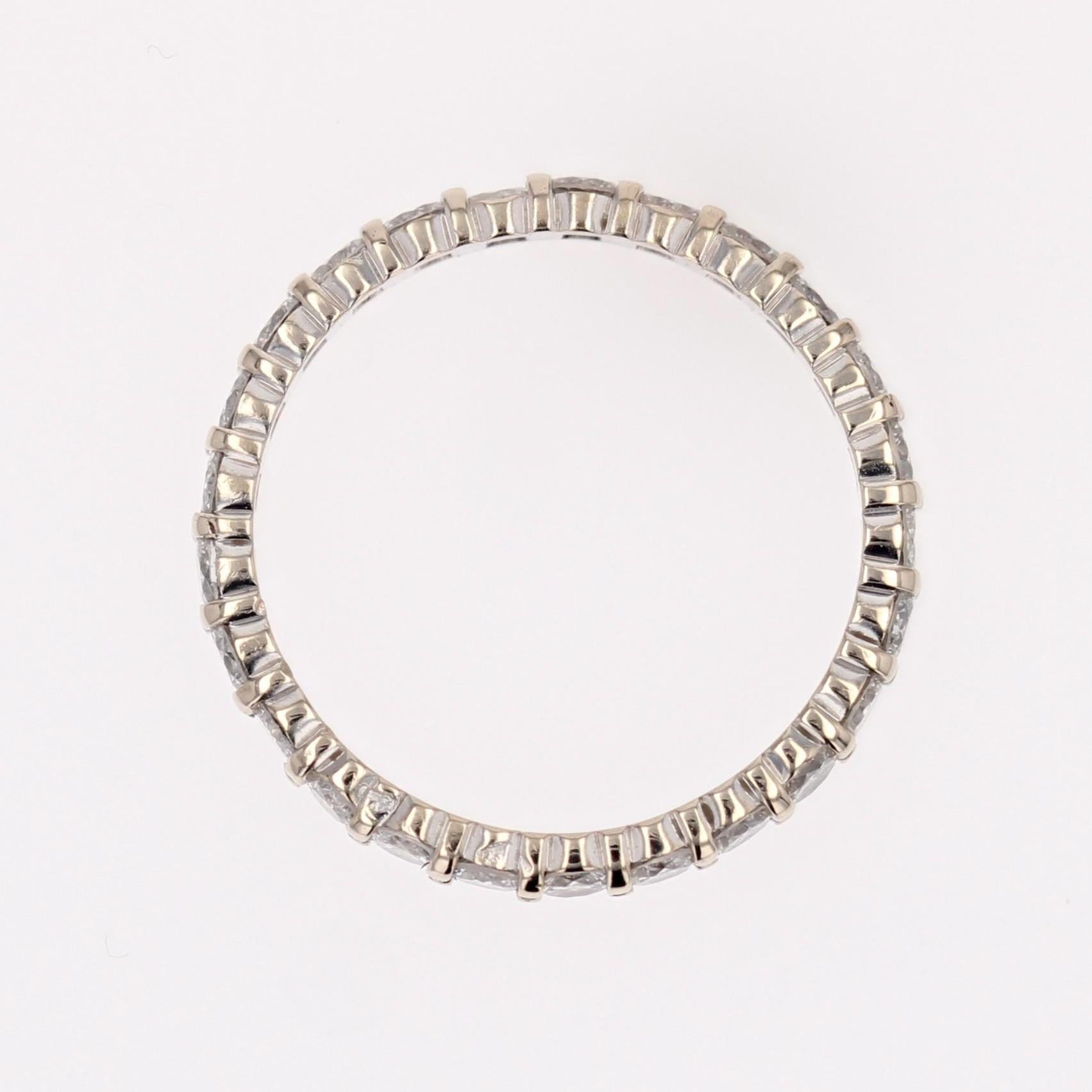 French Modern Diamonds 18 Karat White Gold Wedding Ring For Sale 8
