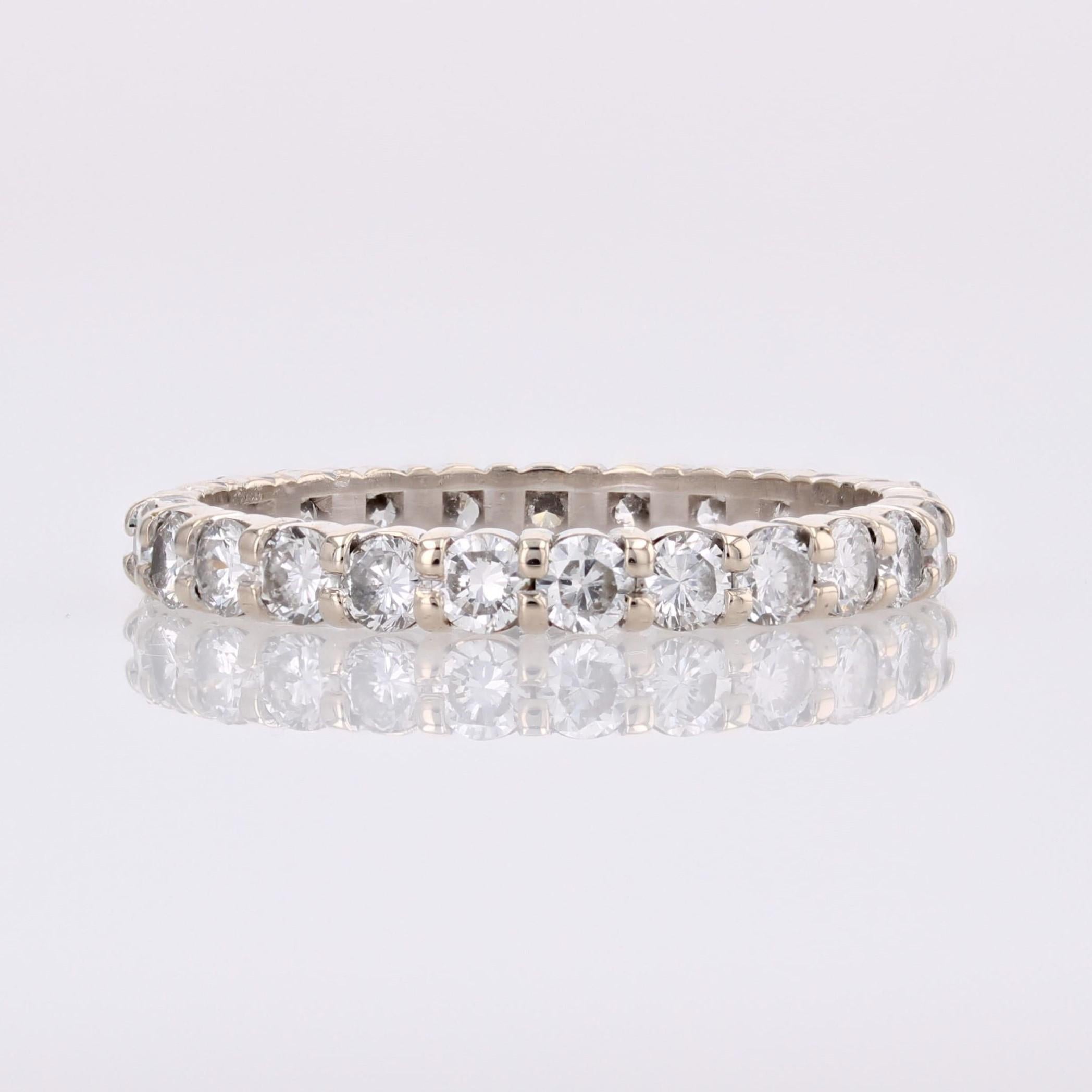 French Modern Diamonds 18 Karat White Gold Wedding Ring For Sale 9