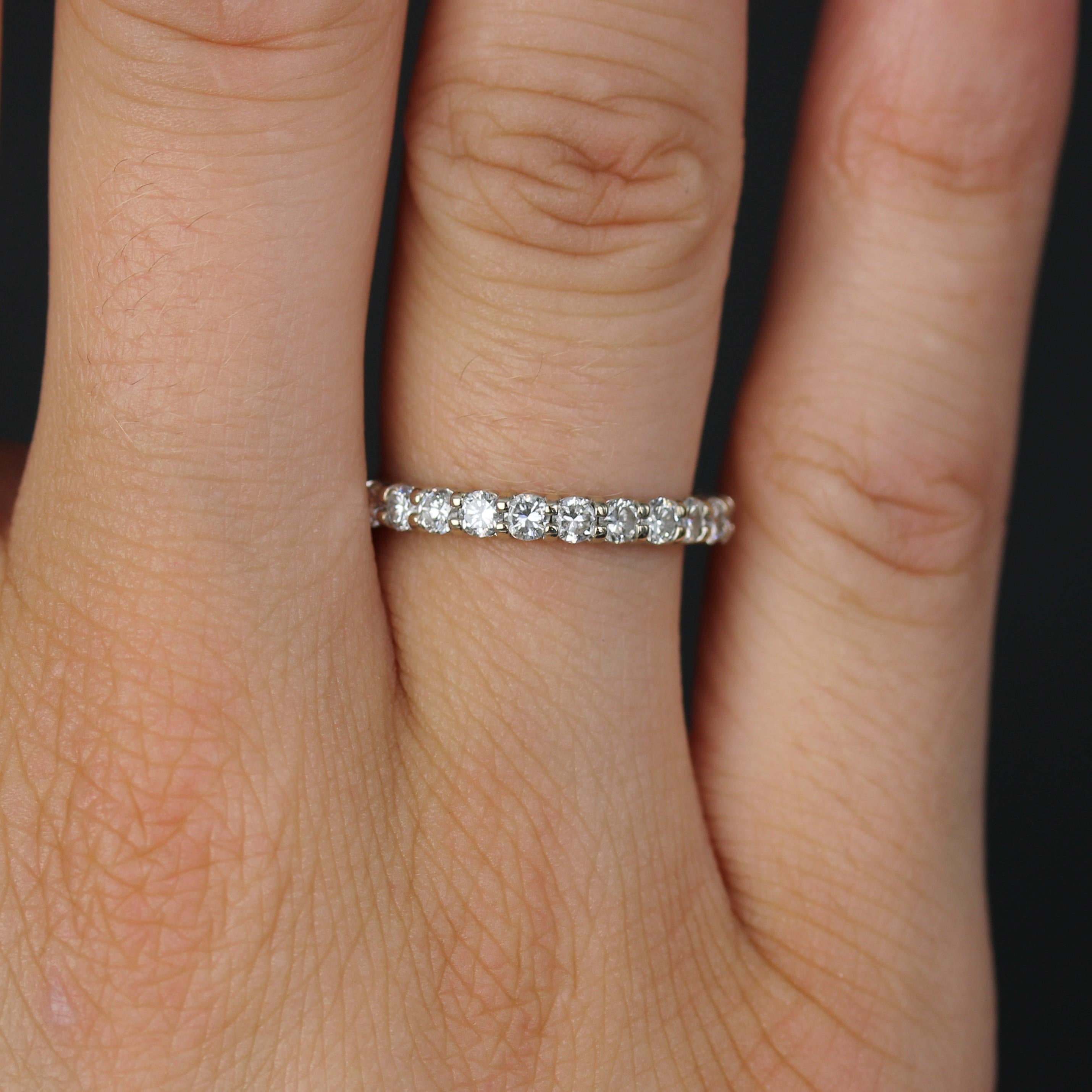 French Modern Diamonds 18 Karat White Gold Wedding Ring For Sale 1