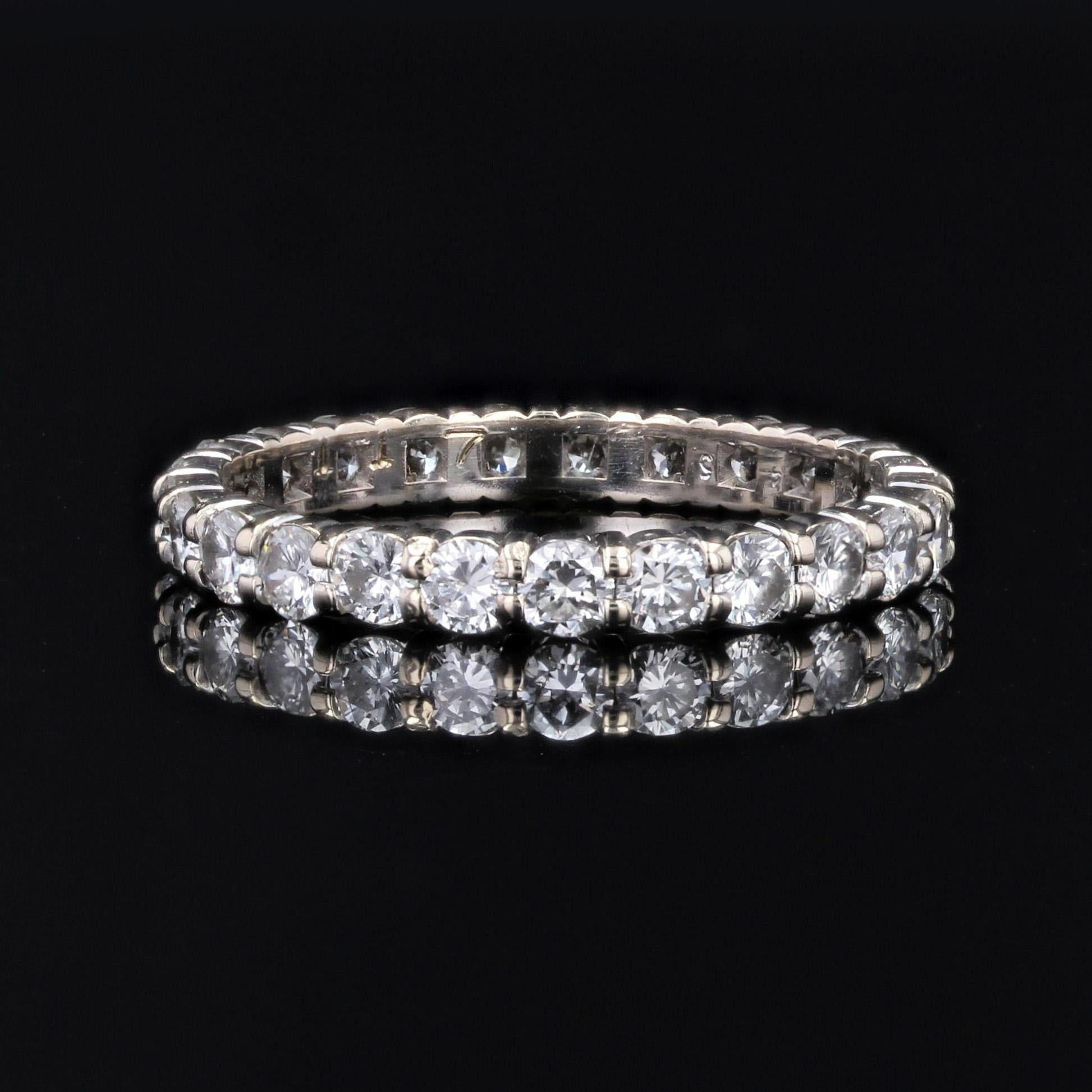 French Modern Diamonds 18 Karat White Gold Wedding Ring For Sale 2