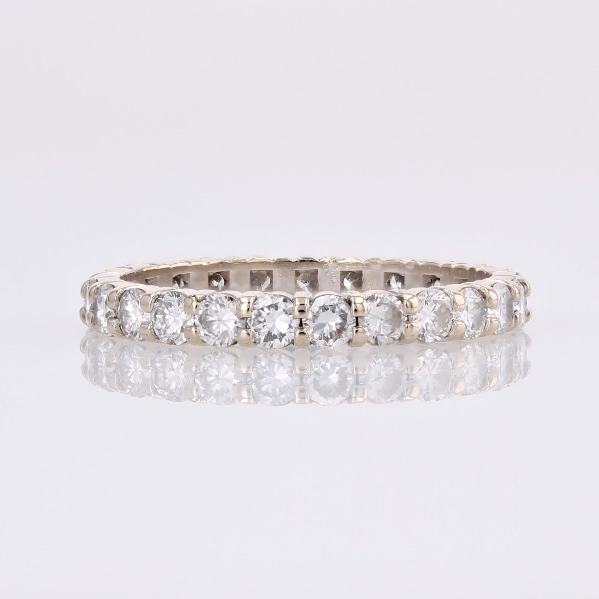 French Modern Diamonds 18 Karat White Gold Wedding Ring For Sale 3