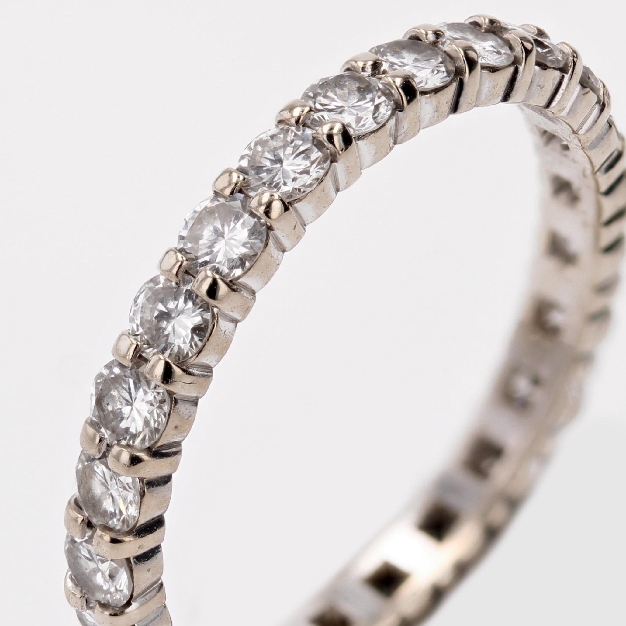 French Modern Diamonds 18 Karat White Gold Wedding Ring For Sale 4
