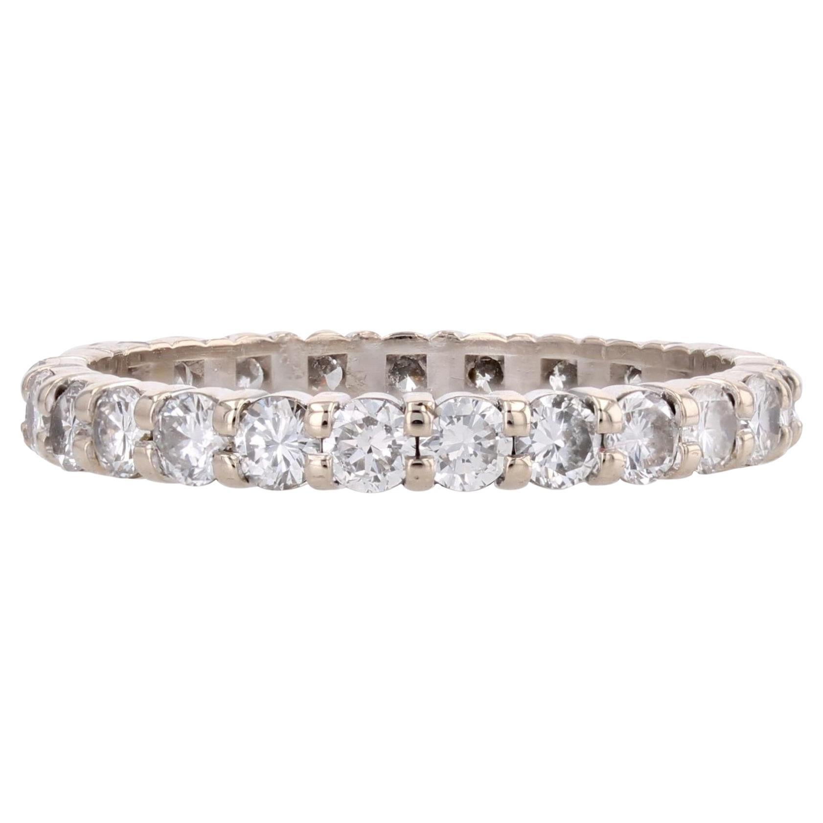 French Modern Diamonds 18 Karat White Gold Wedding Ring
