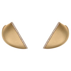 French Modern Diamonds 18 Karat Yellow Brushed Gold Ofée Earrings