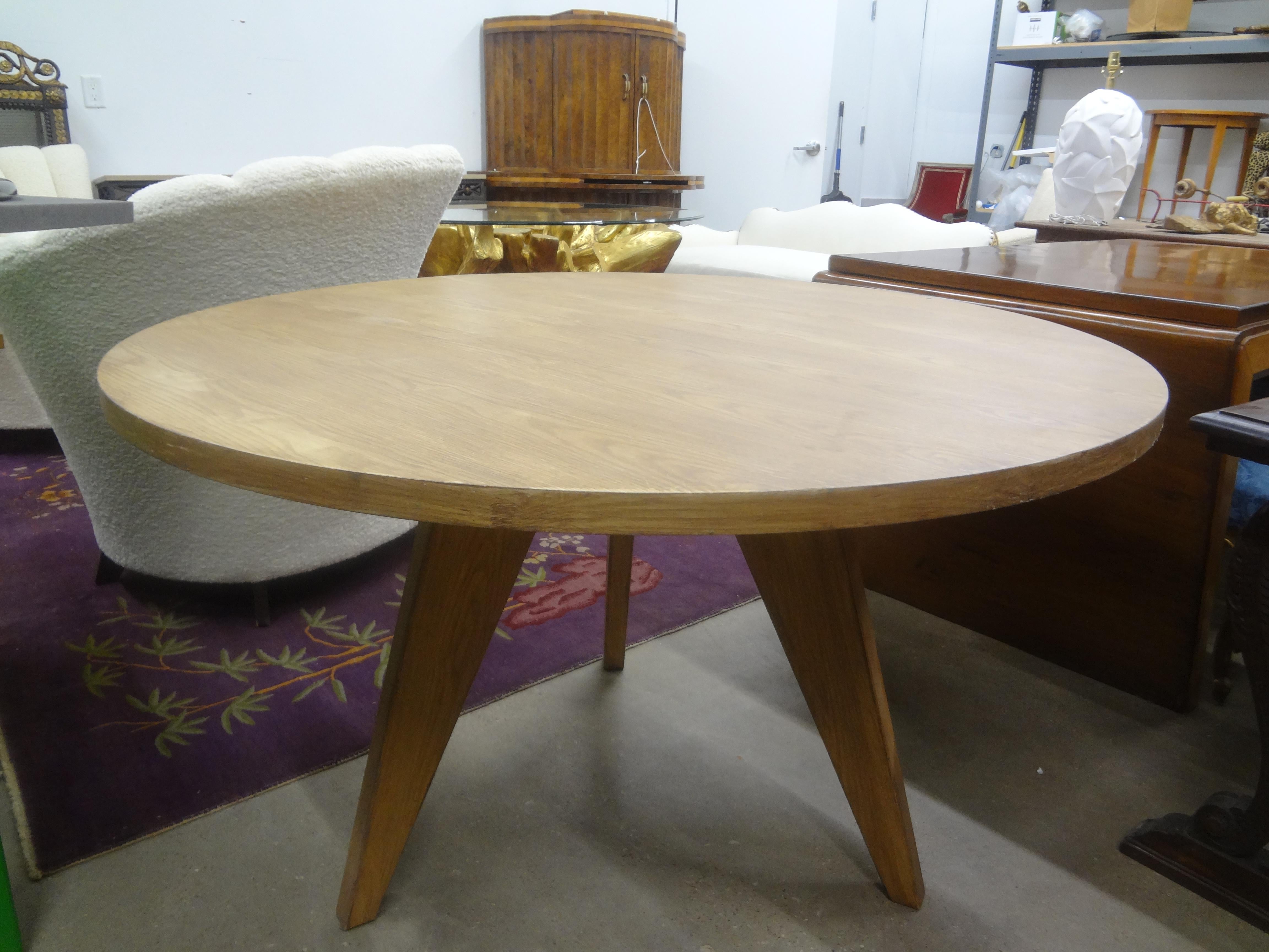 French Modern Pierre Chapo Inspired Elm And Iron Center Table For Sale 5