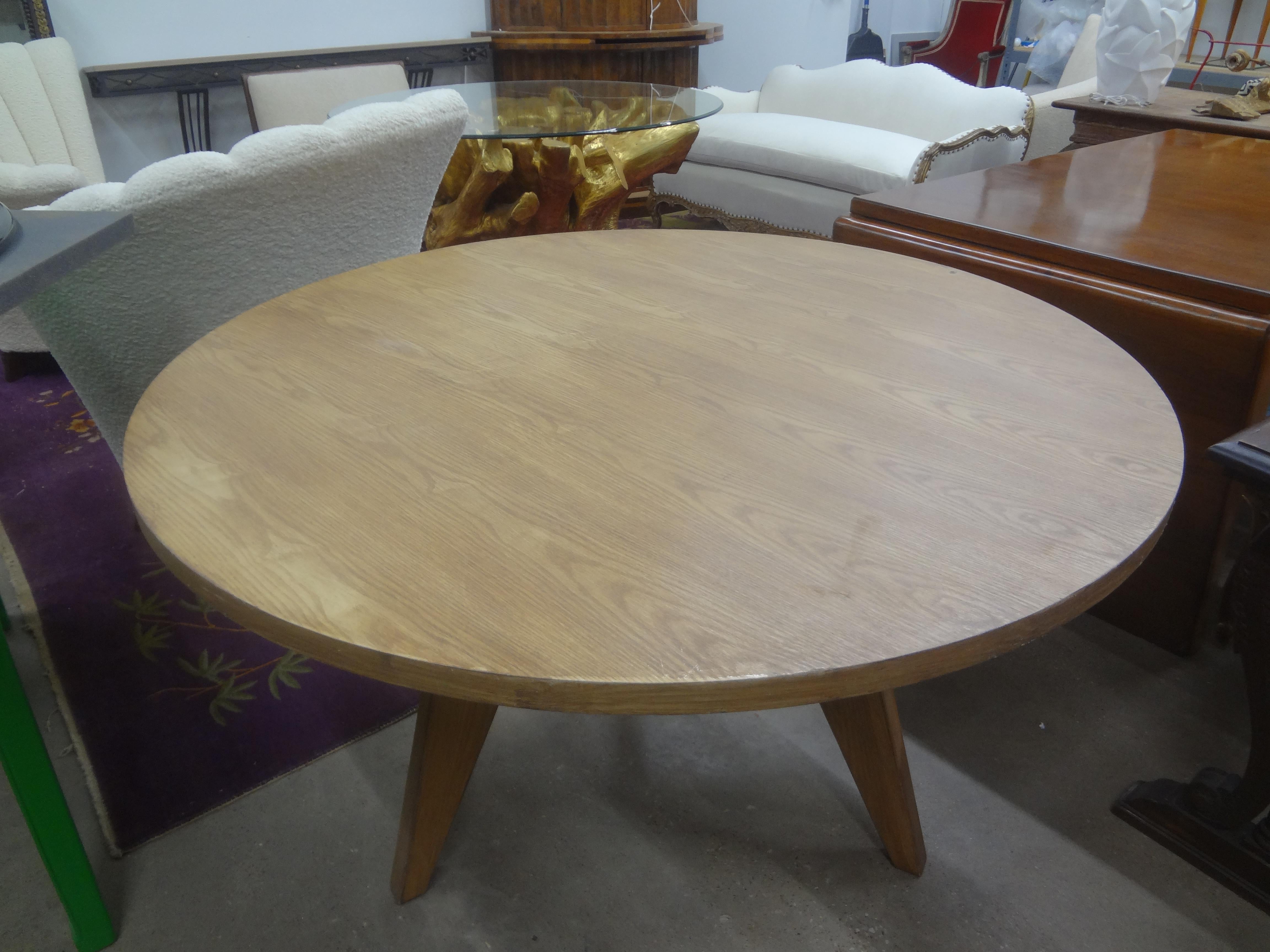Mid-Century Modern French Modern Pierre Chapo Inspired Elm And Iron Center Table For Sale