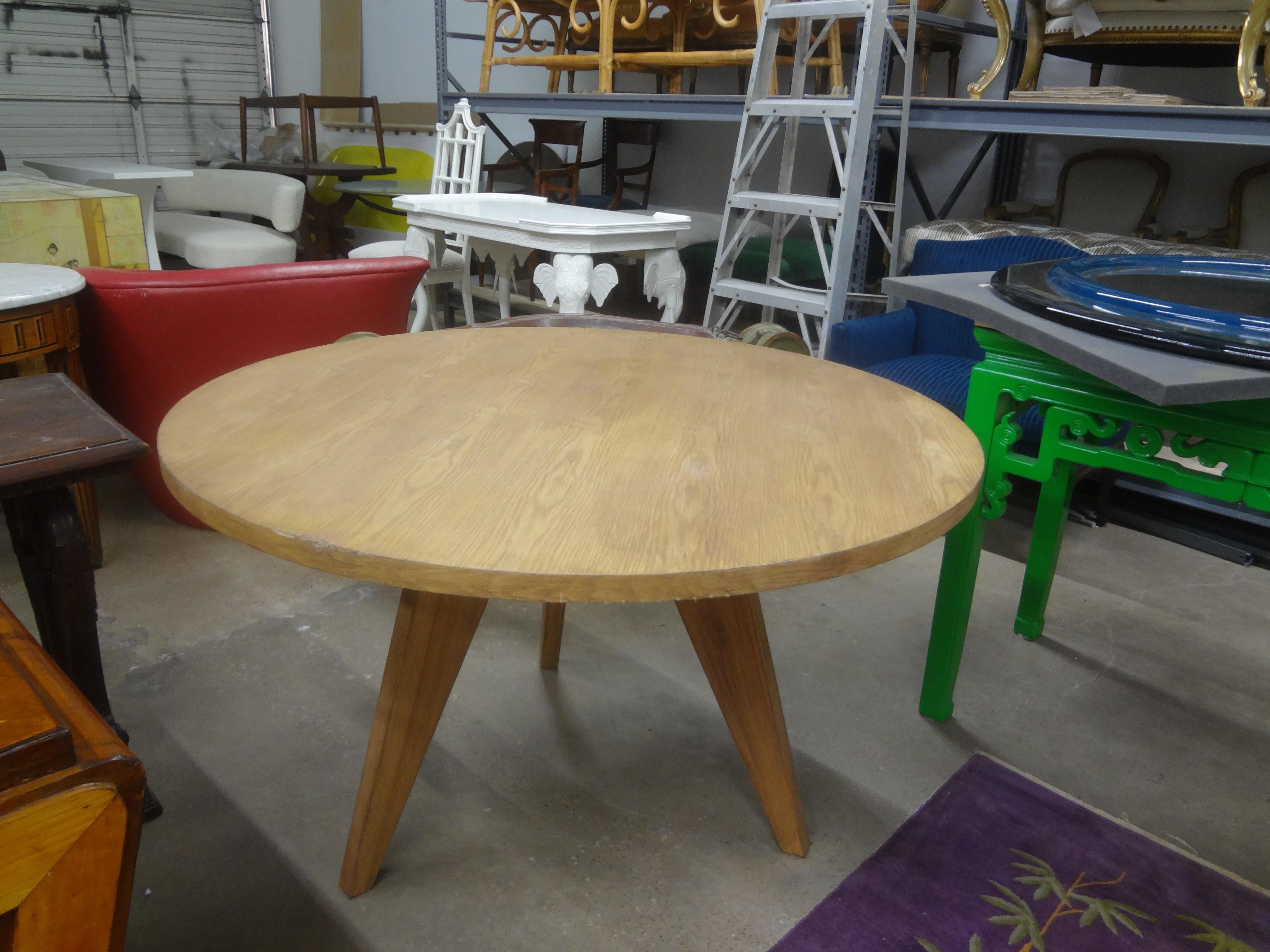 French Modern Pierre Chapo Inspired Elm And Iron Center Table For Sale 4