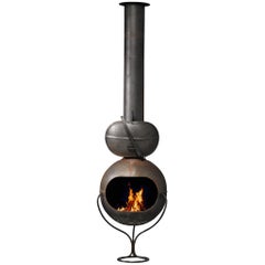 French Modern Fire Place in Black Sheet Steel