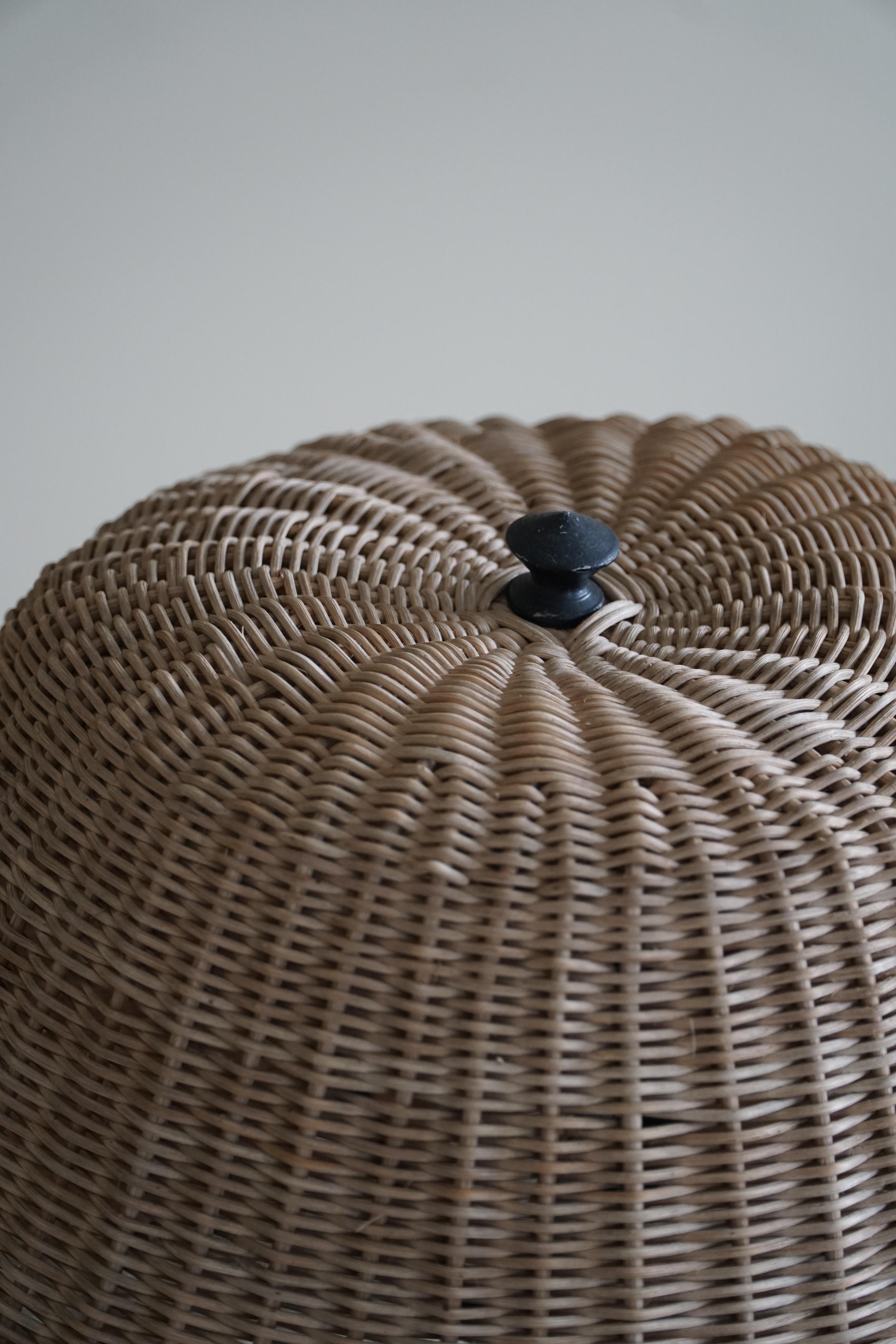 French Modern, Floor Lamp in Rattan and Steel, Mid Century, 1960s For Sale 2