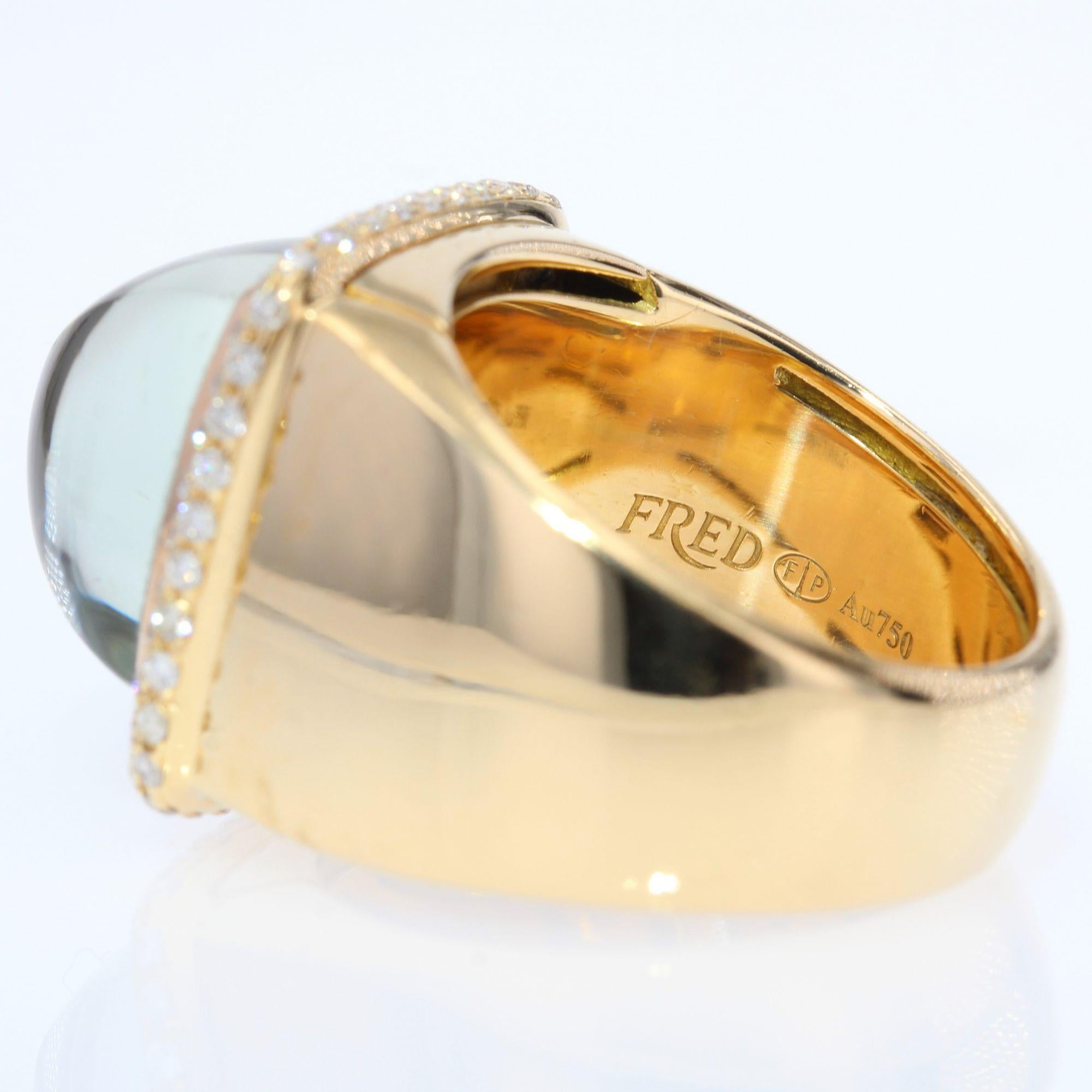 French Modern Fred of Paris Sugarloaf 18 Karat Yellow Gold Ring For Sale 5
