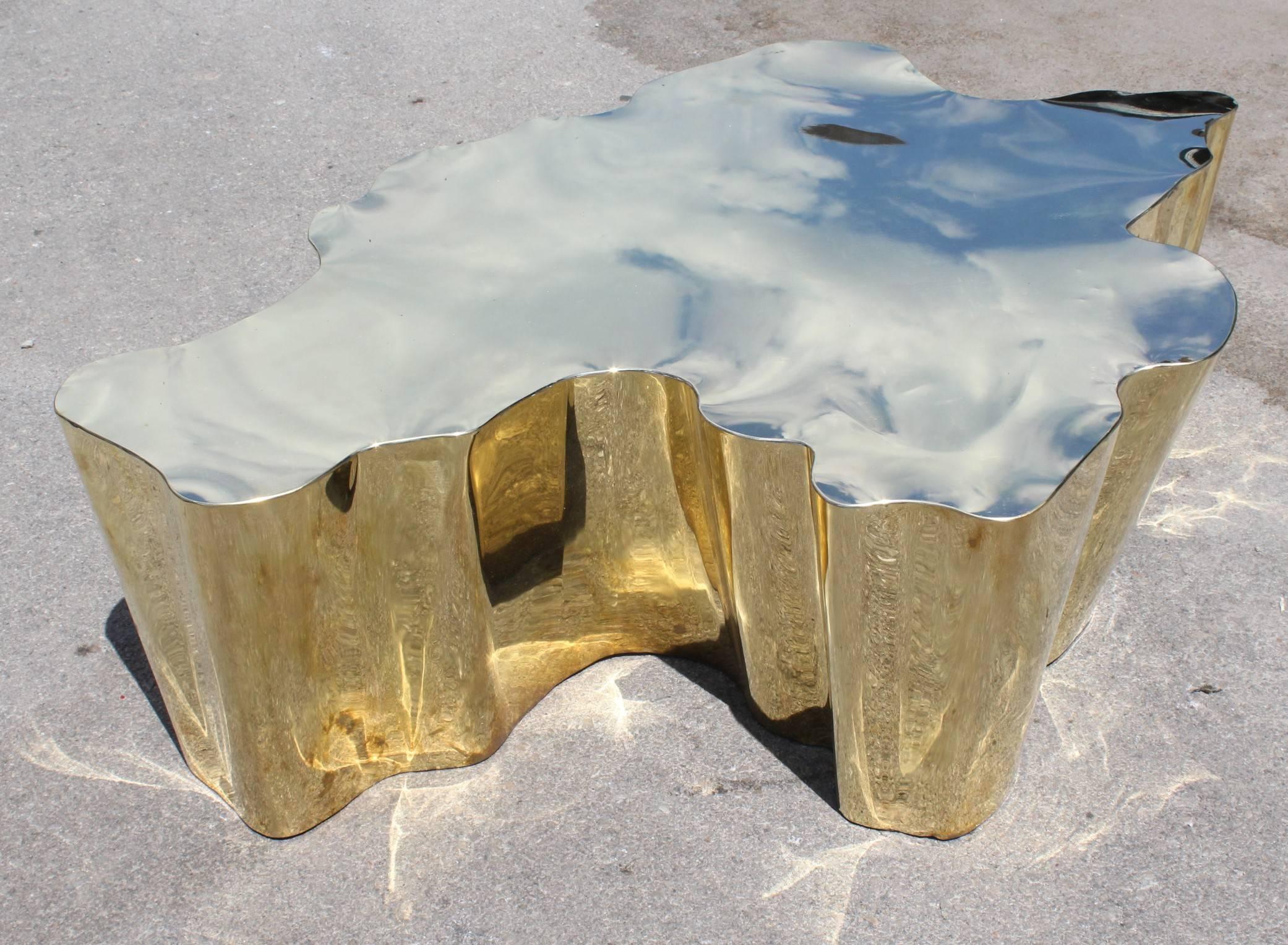 French Modern Gilded Brass Table In Excellent Condition In Marbella, ES