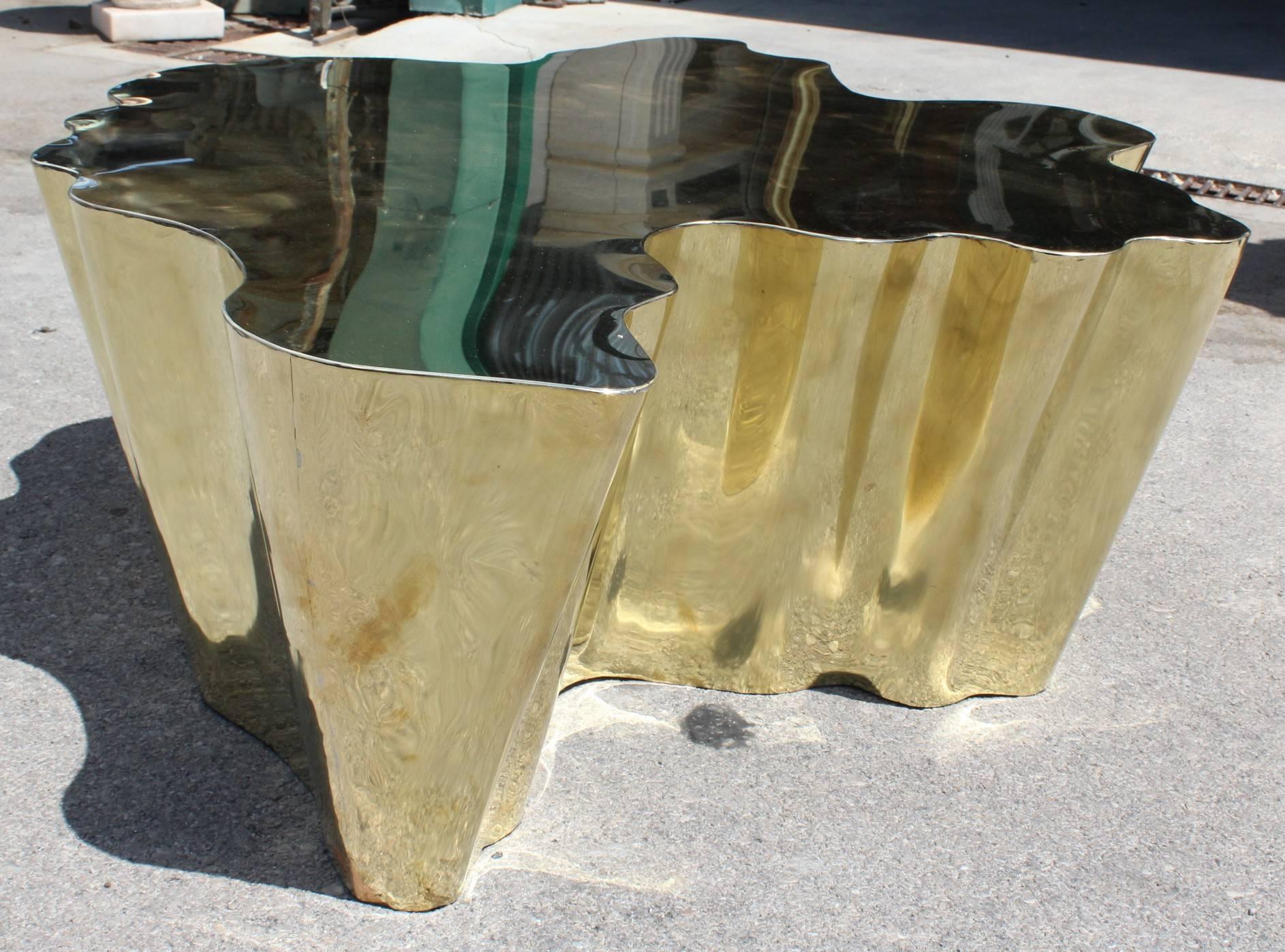 French Modern Gilded Brass Table 1