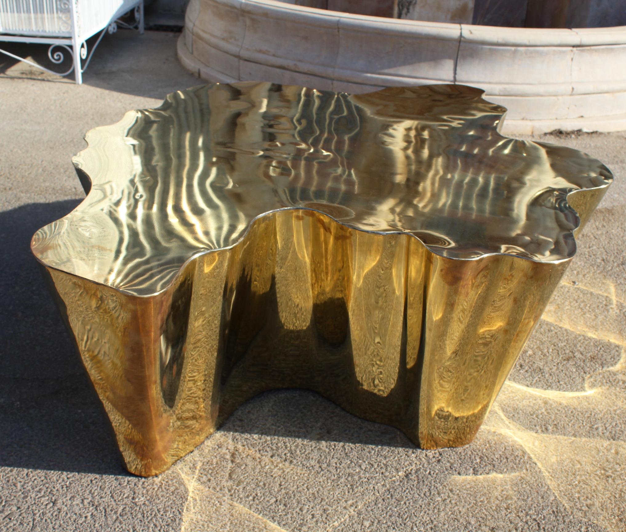 French Modern Gilded Brass Table 1