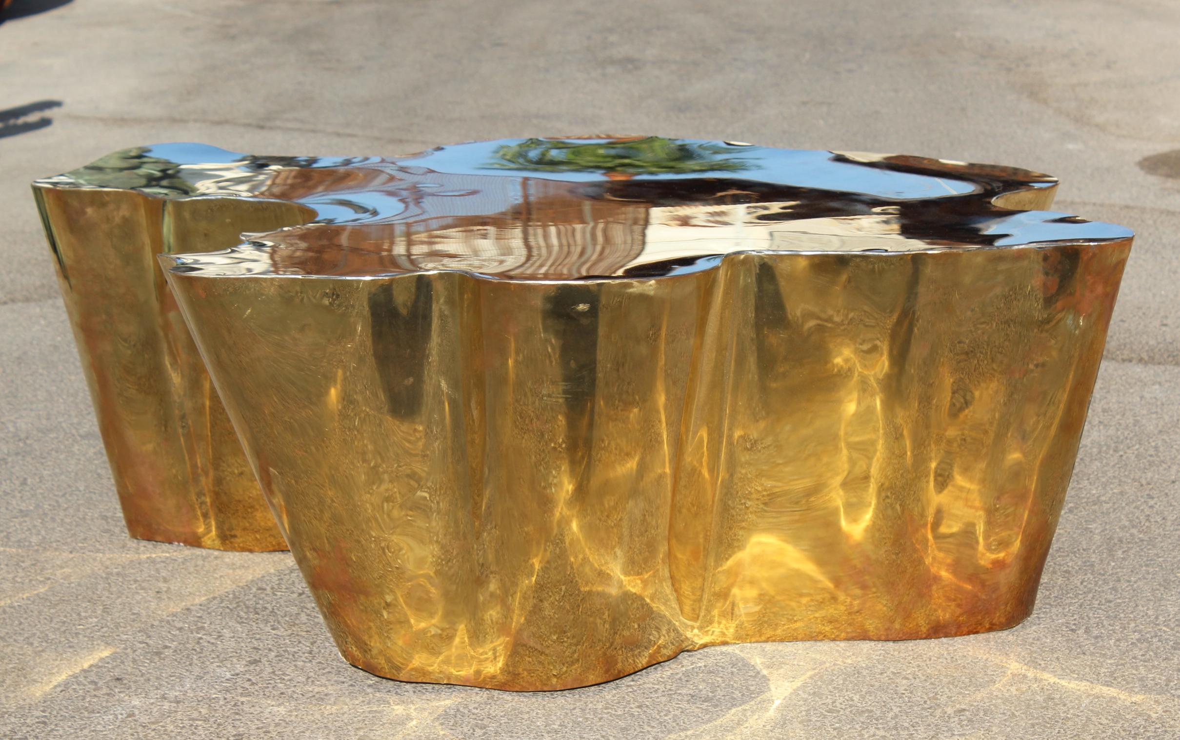 French Modern Gilded Brass Table 2