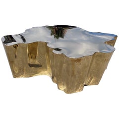 French Modern Gilded Brass Table