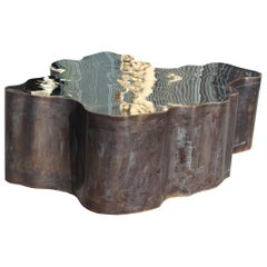 French Modern Gilded Brass Table