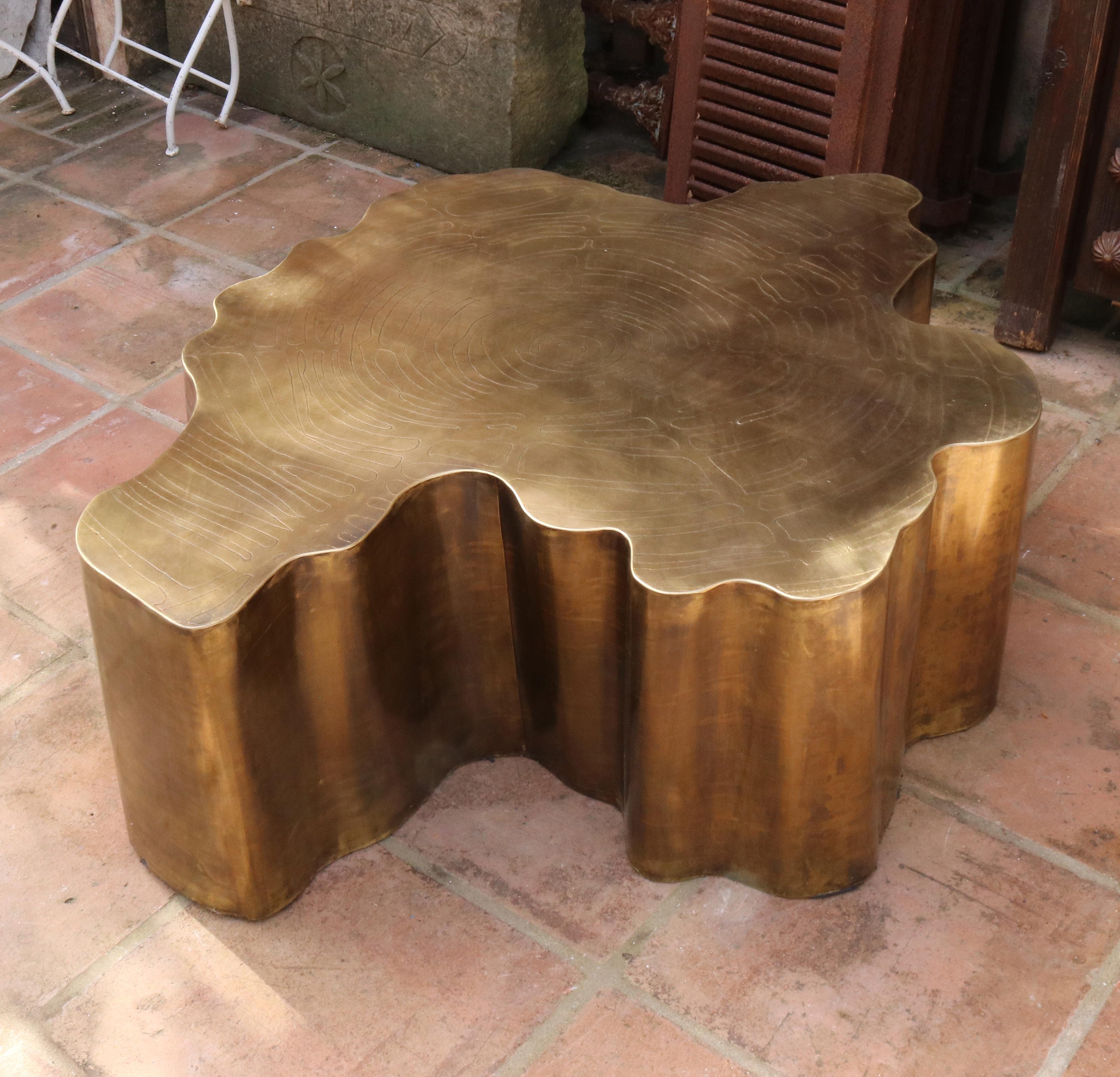 French Modern Gilded Brass Table in a Golden Matte Finish 6