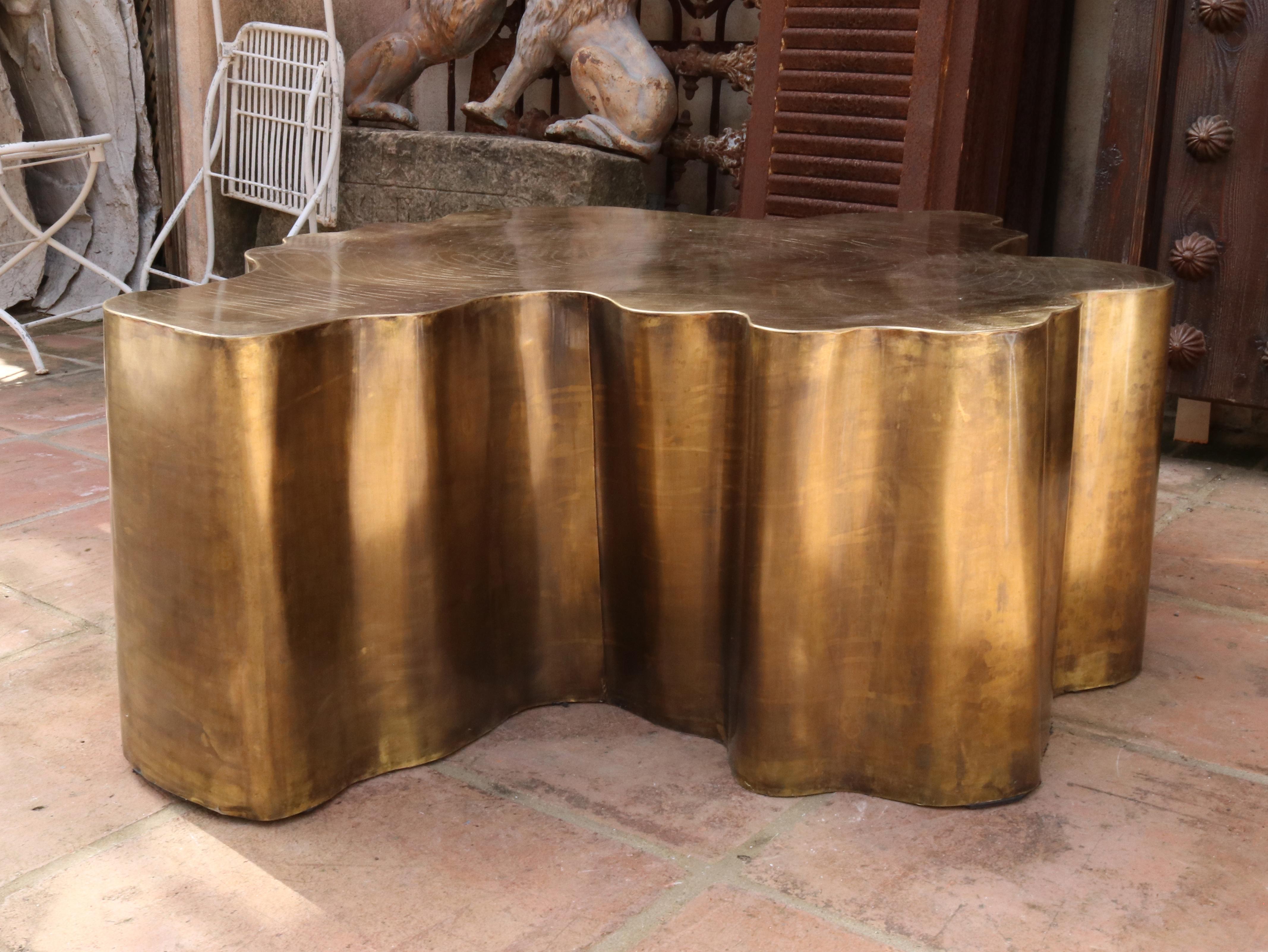 French Modern Gilded Brass Table in a Golden Matte Finish 7