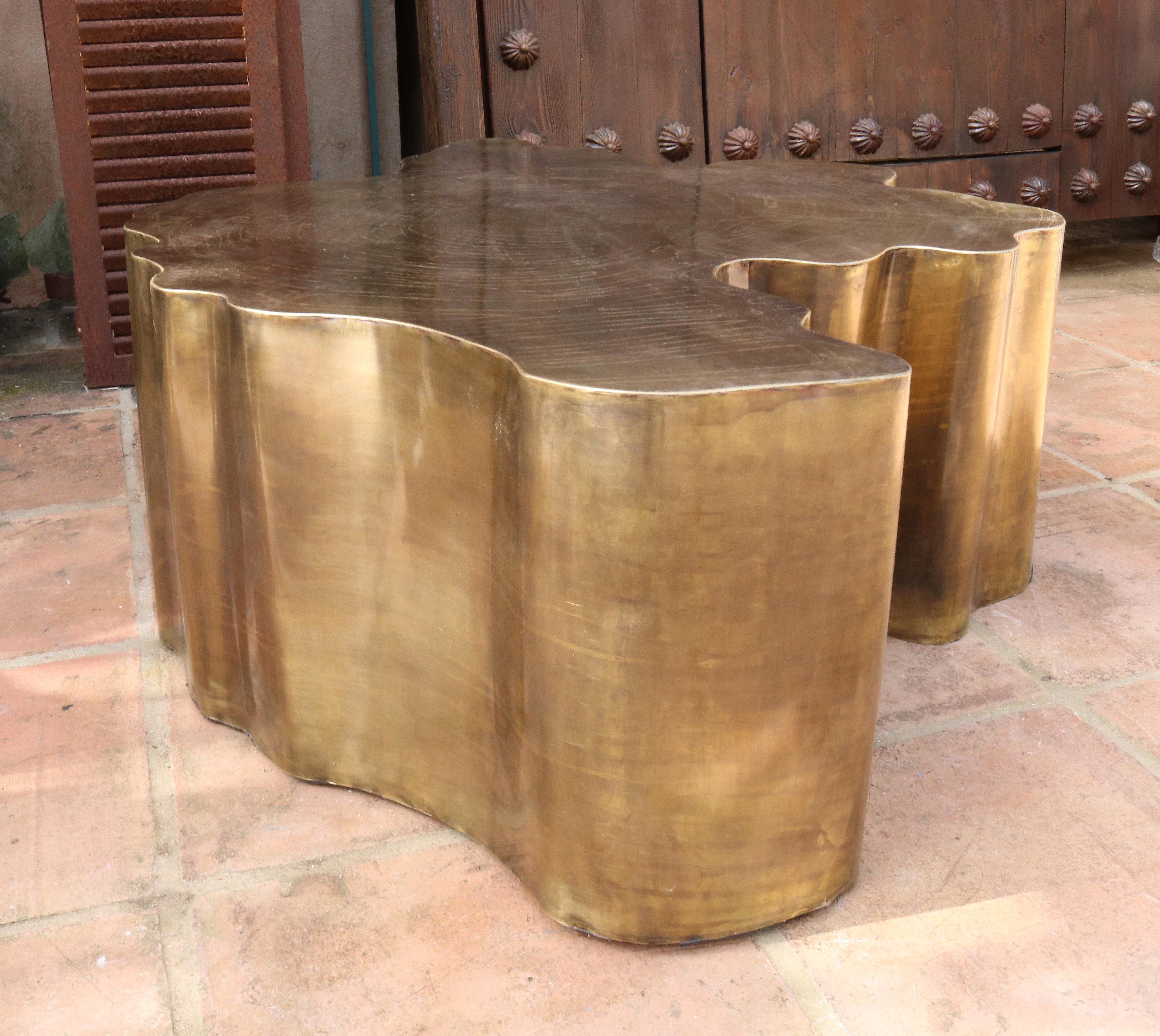 French Modern Gilded Brass Table in a Golden Matte Finish 8