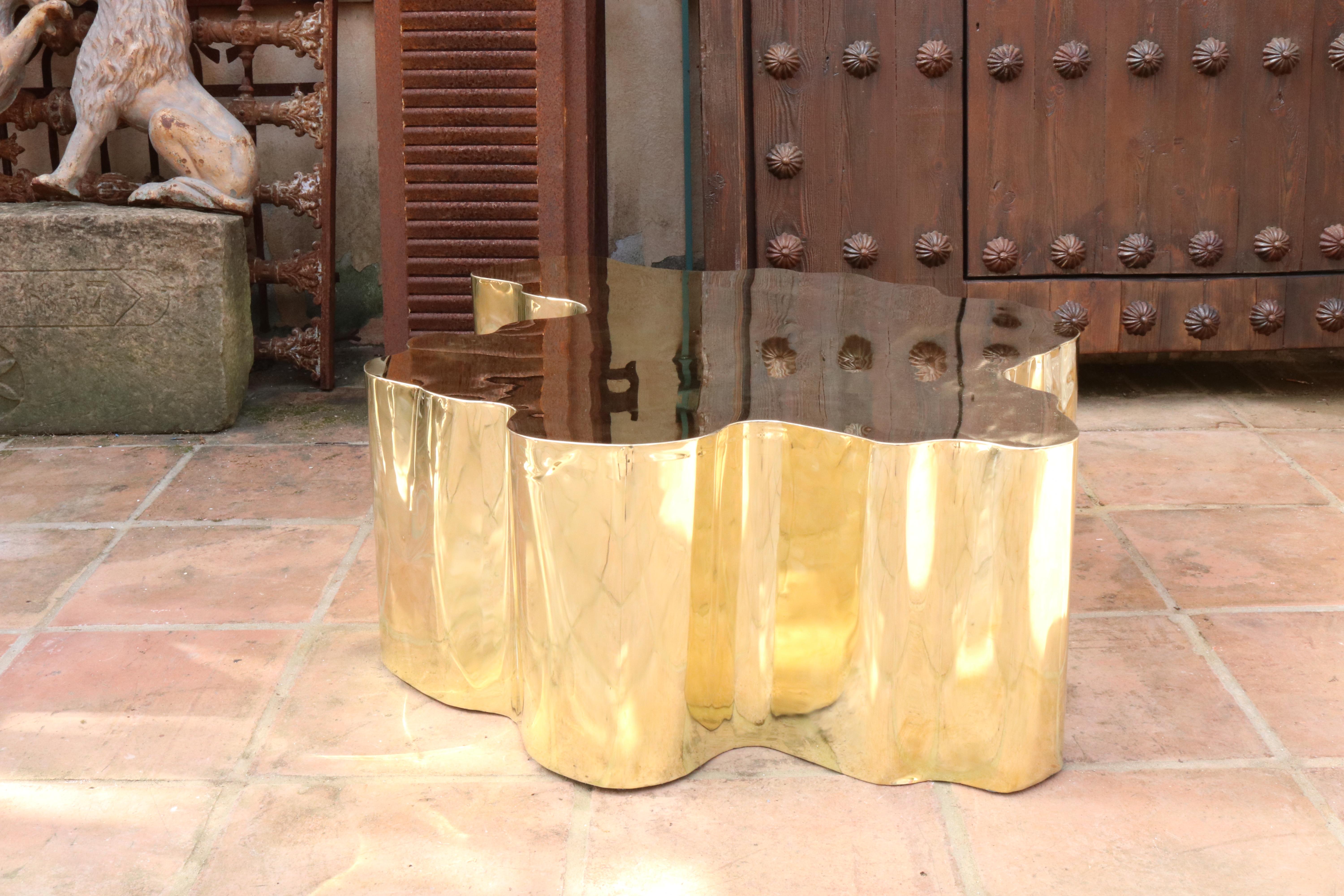 French Modern Gilded Brass Table in a Golden Matte Finish 11