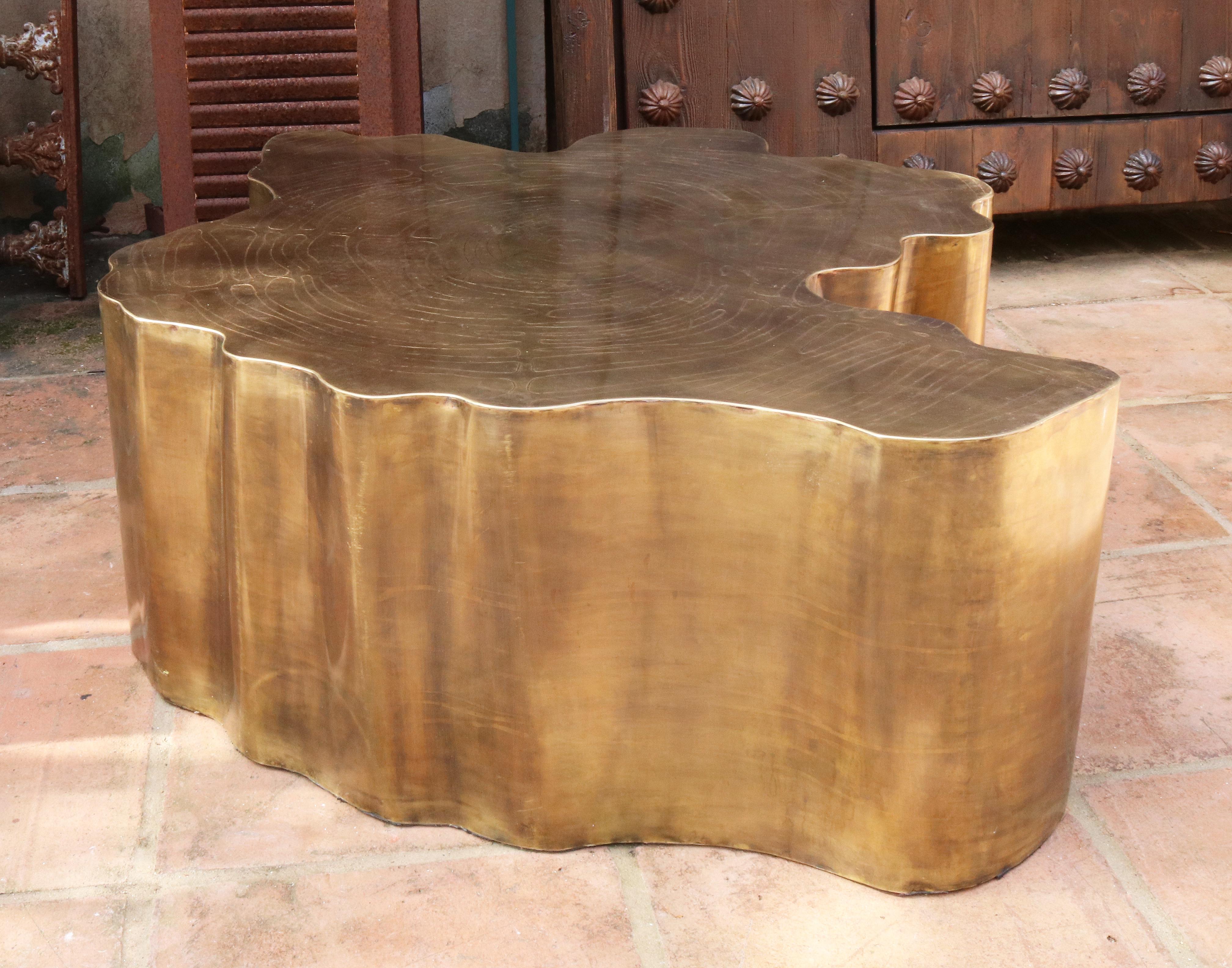 Bronze French Modern Gilded Brass Table in a Golden Matte Finish