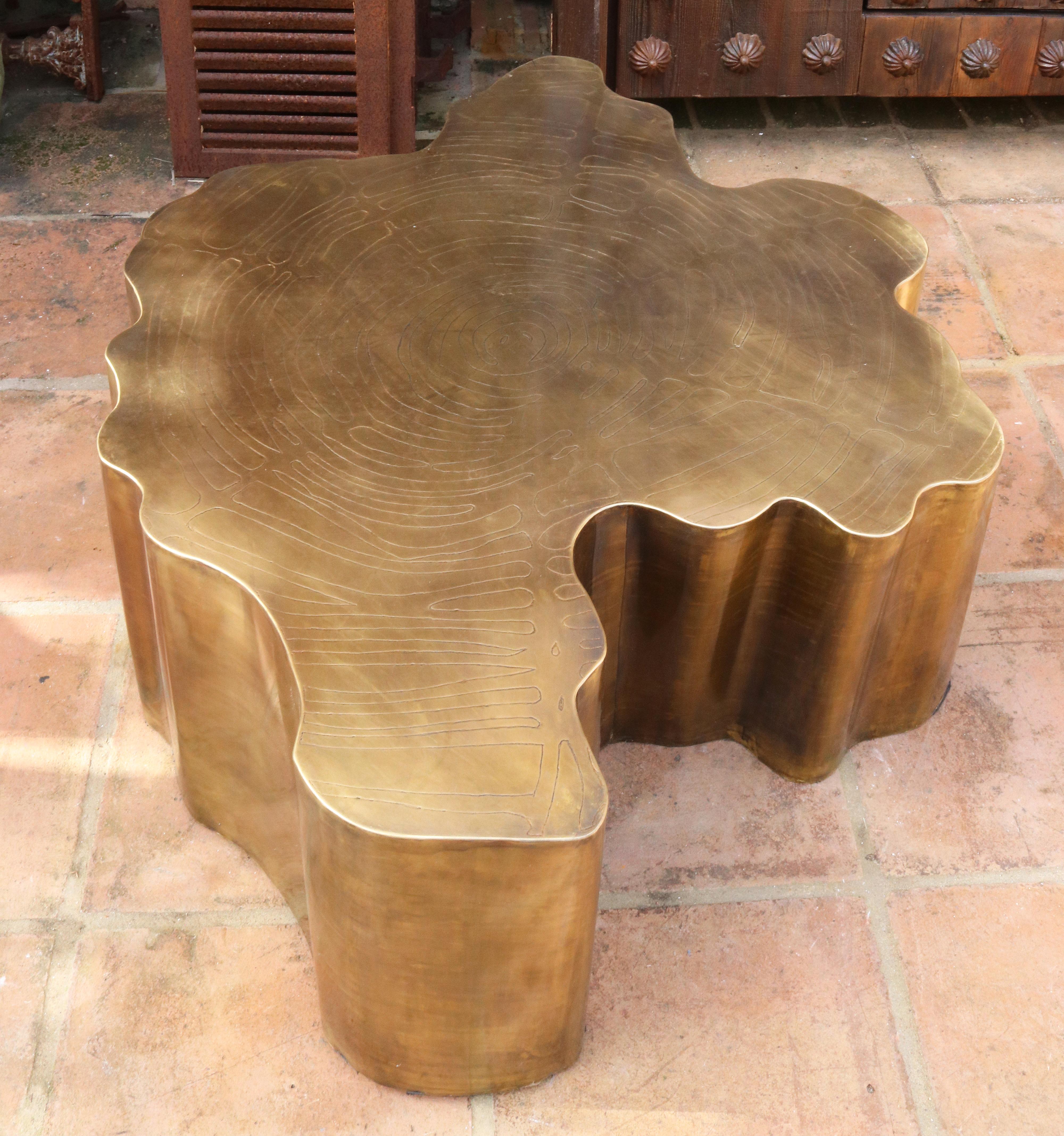 French Modern Gilded Brass Table in a Golden Matte Finish 3