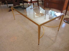 French Modern Gilt Iron and Glass Coffee or Low Table, Maison Raphael