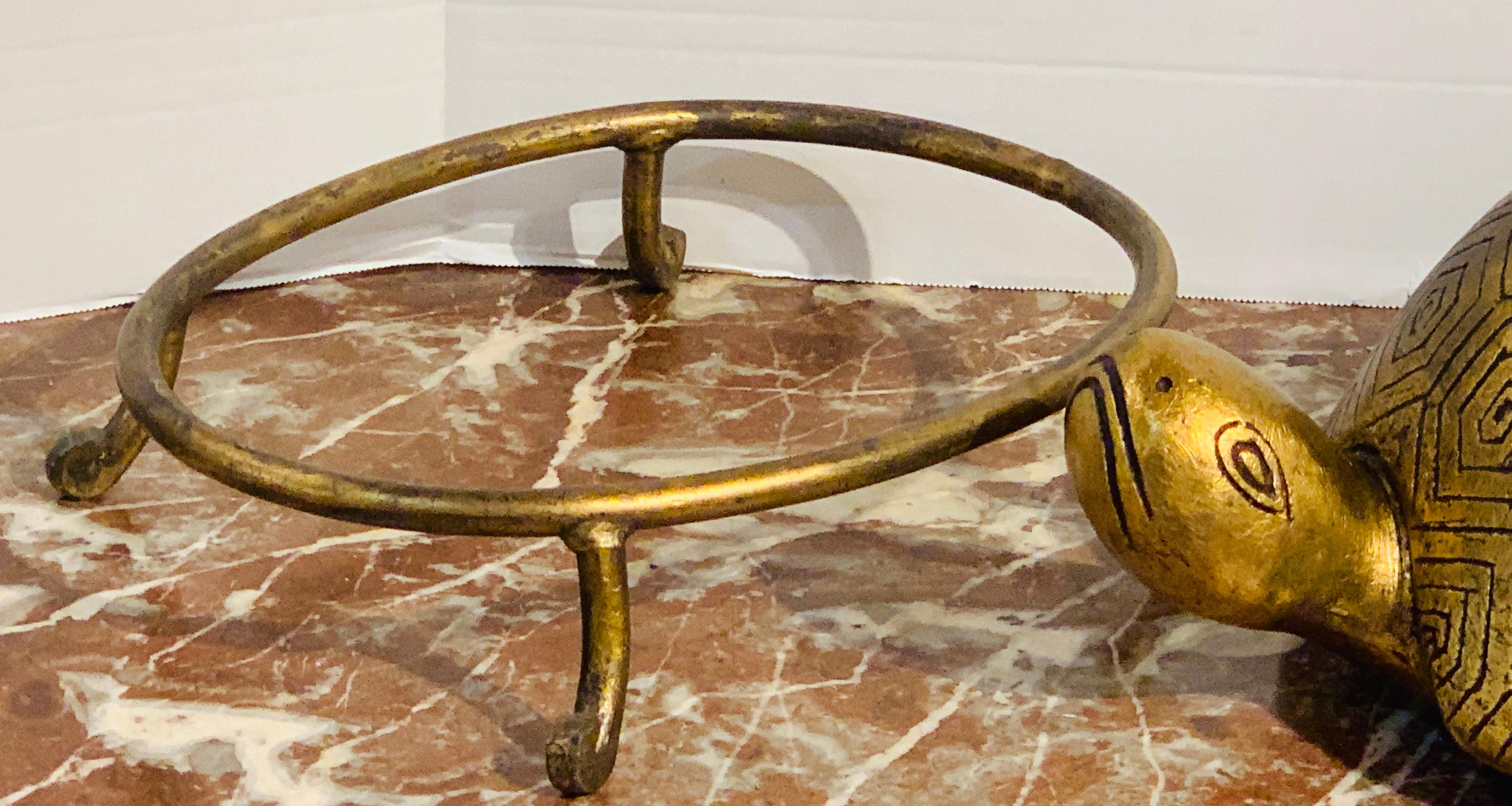 French Modern Gilt Lacquer Terracotta and Iron Model of a Turtle For Sale 6