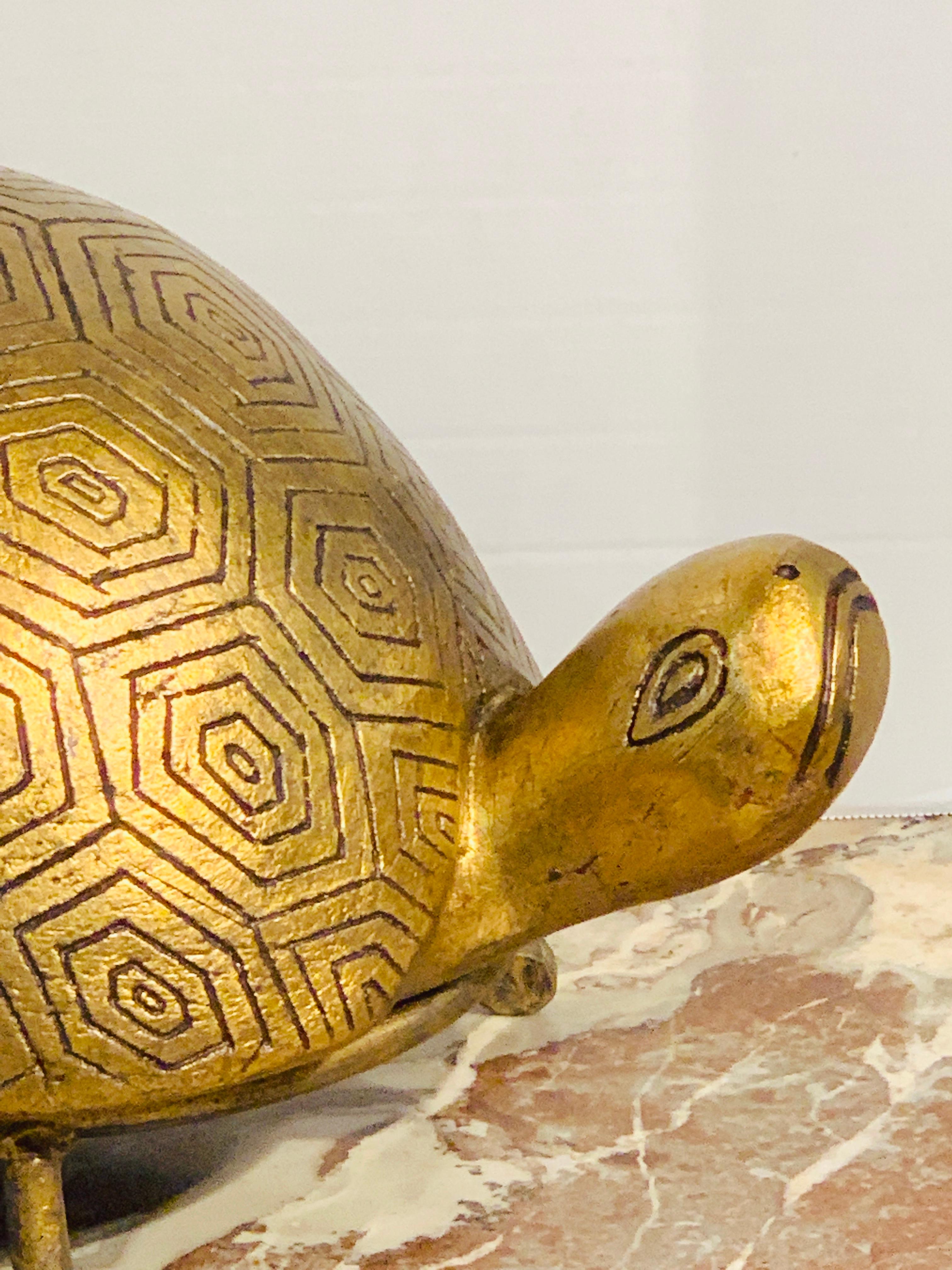 French Modern Gilt Lacquer Terracotta and Iron Model of a Turtle In Good Condition For Sale In Atlanta, GA