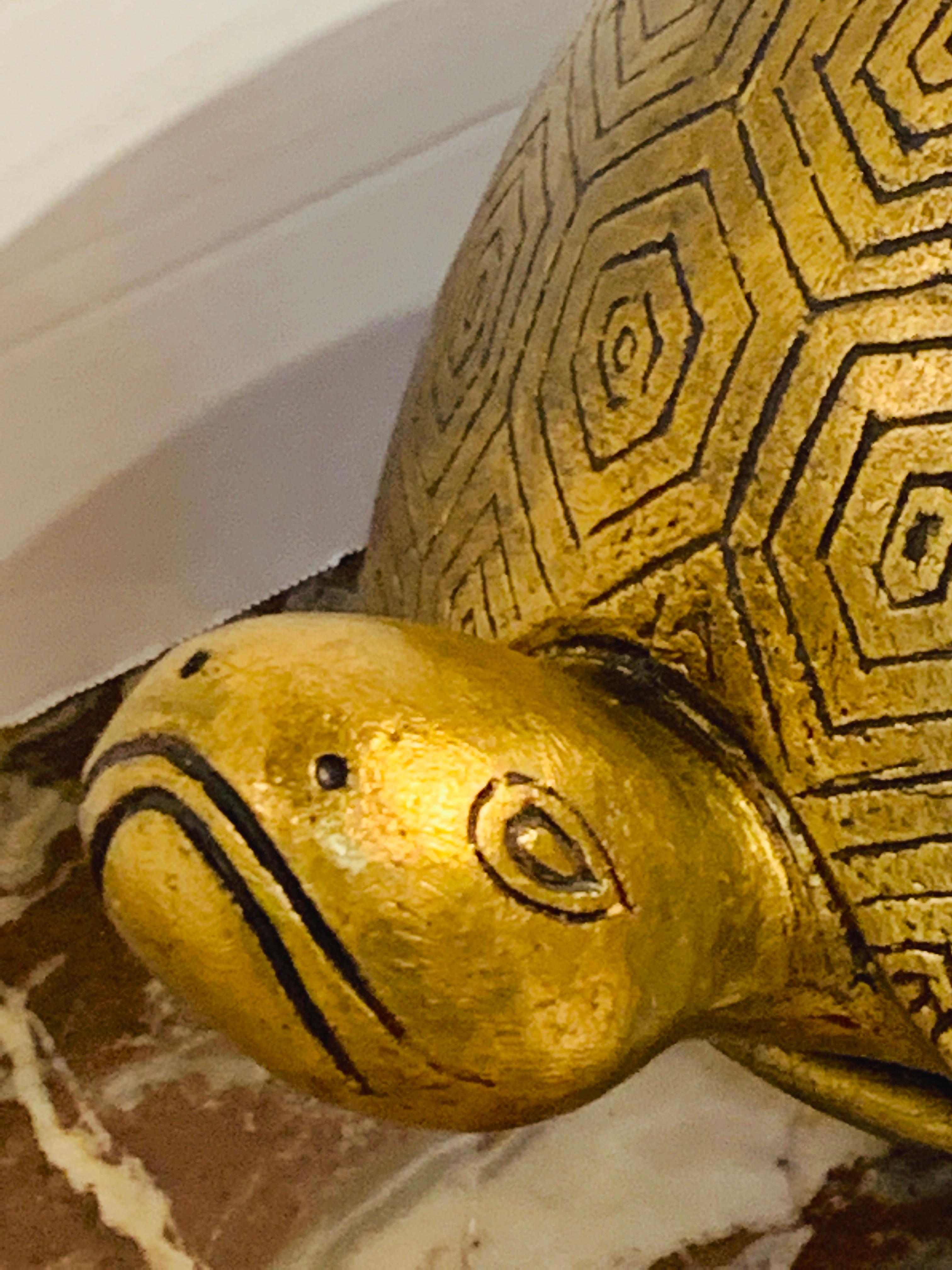 French Modern Gilt Lacquer Terracotta and Iron Model of a Turtle For Sale 2