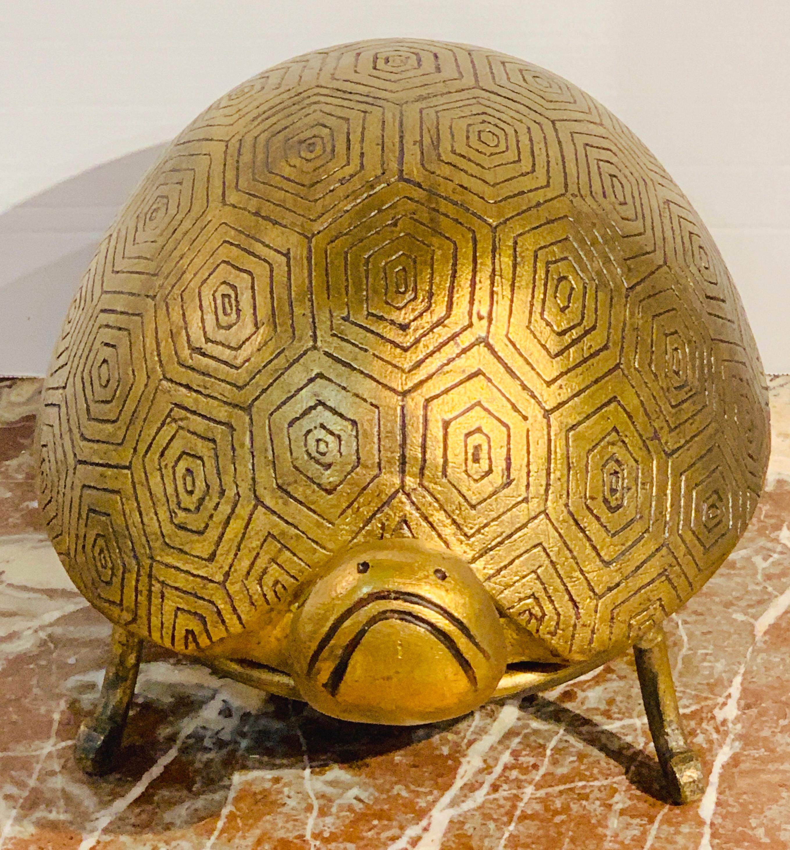 French Modern Gilt Lacquer Terracotta and Iron Model of a Turtle For Sale 3