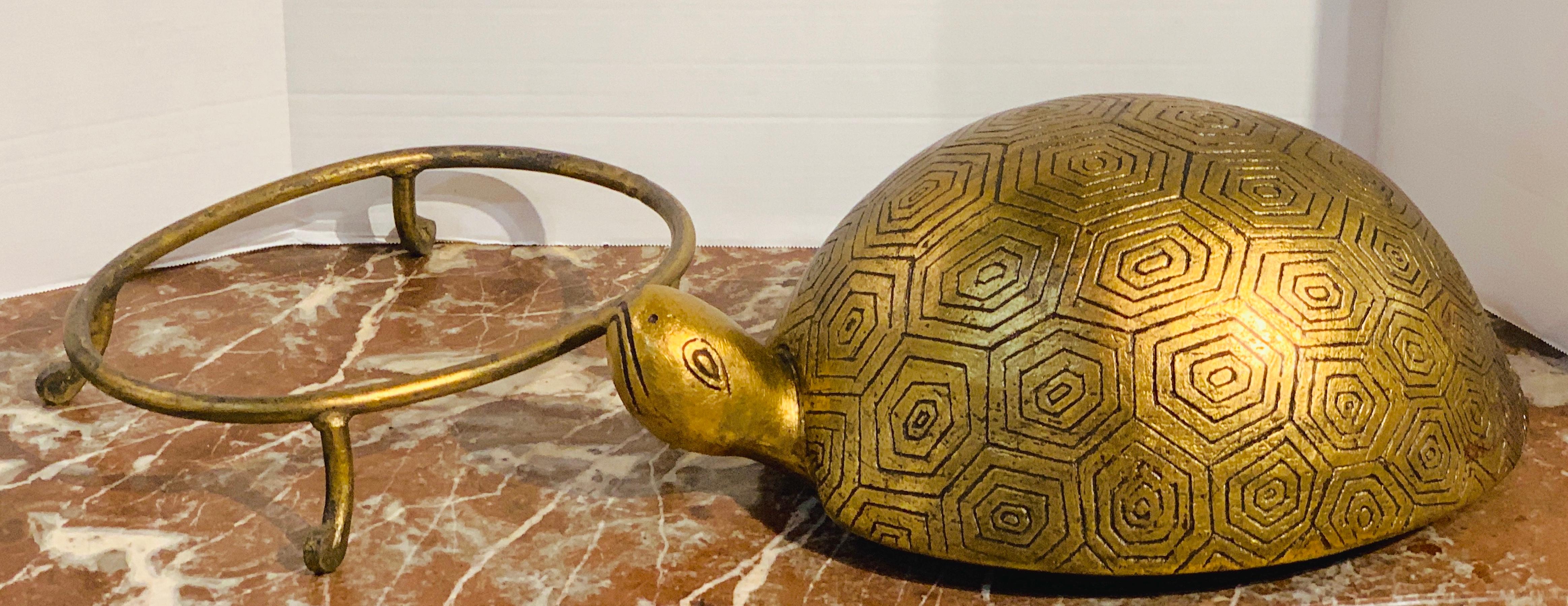 French Modern Gilt Lacquer Terracotta and Iron Model of a Turtle For Sale 5