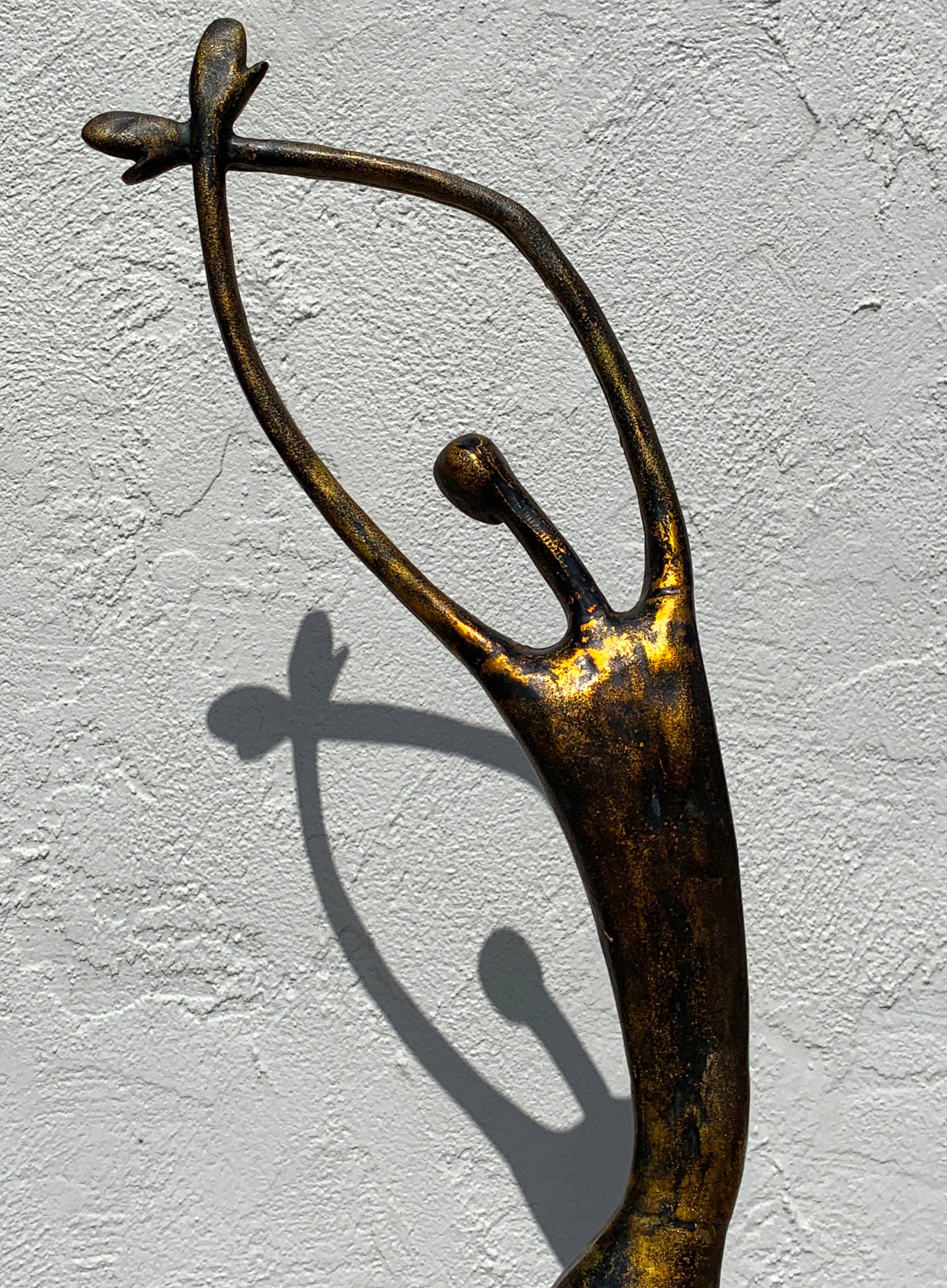 French Modern Gilt Metal Sculpture on Natural Quartz Boulder In Good Condition In West Palm Beach, FL