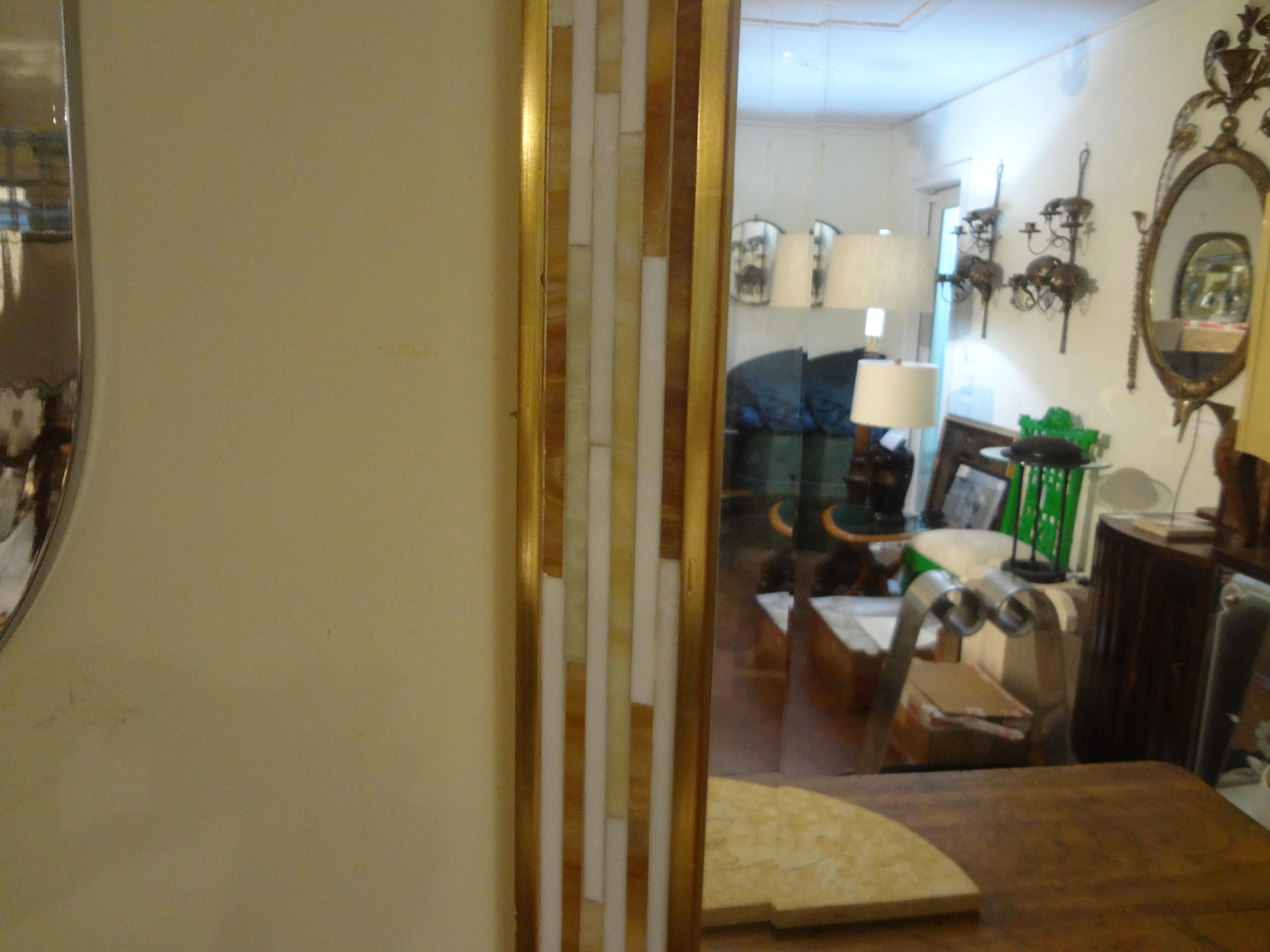 French Modern Glass Mosaic Beveled Mirror In Good Condition For Sale In Houston, TX