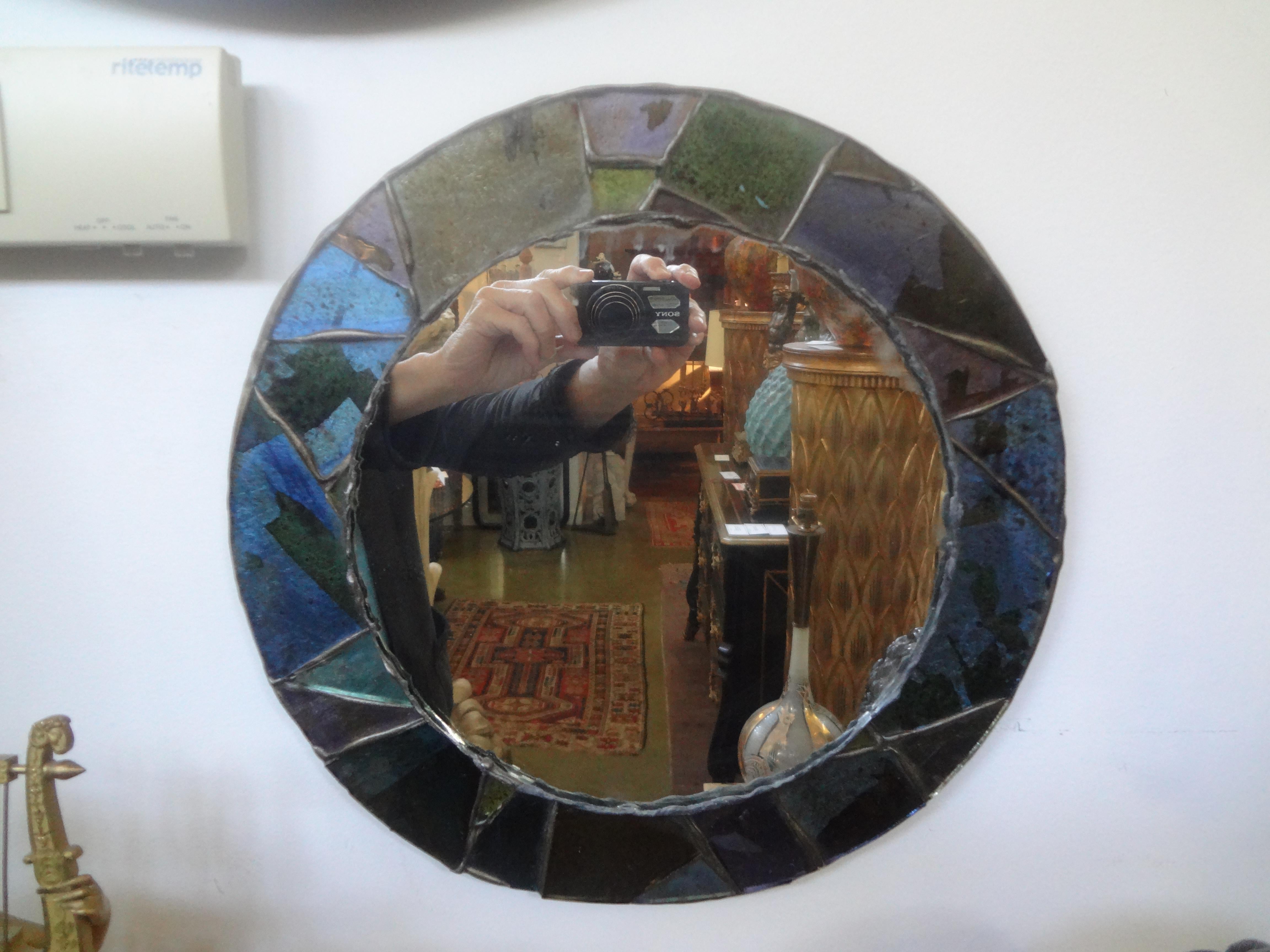 French Modern Glass Mosaic Mirror After Francois Lembo For Sale 5