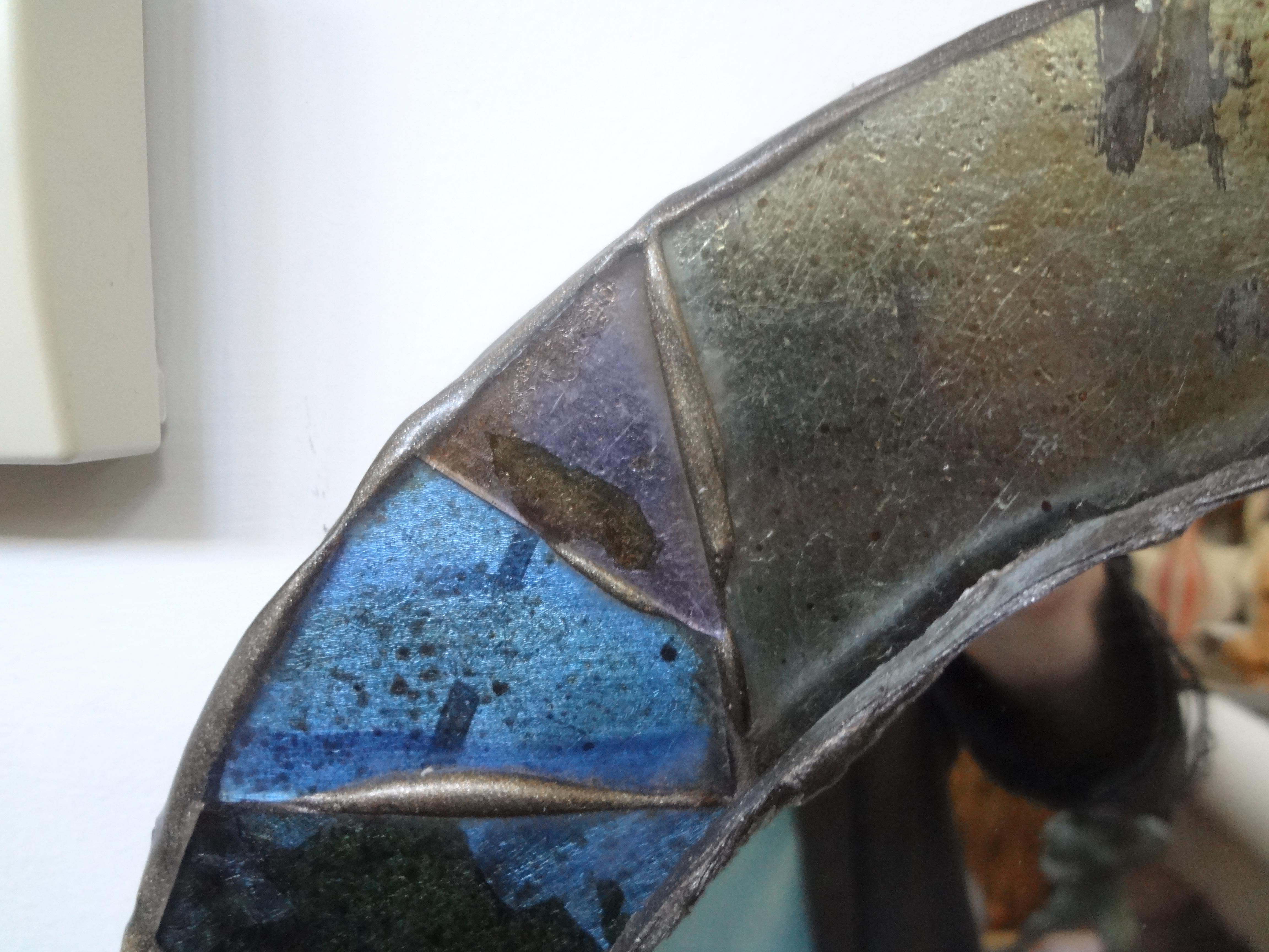 Mid-Century Modern Miroir moderne français en mosaïque de verre d'après Francois Lembo en vente