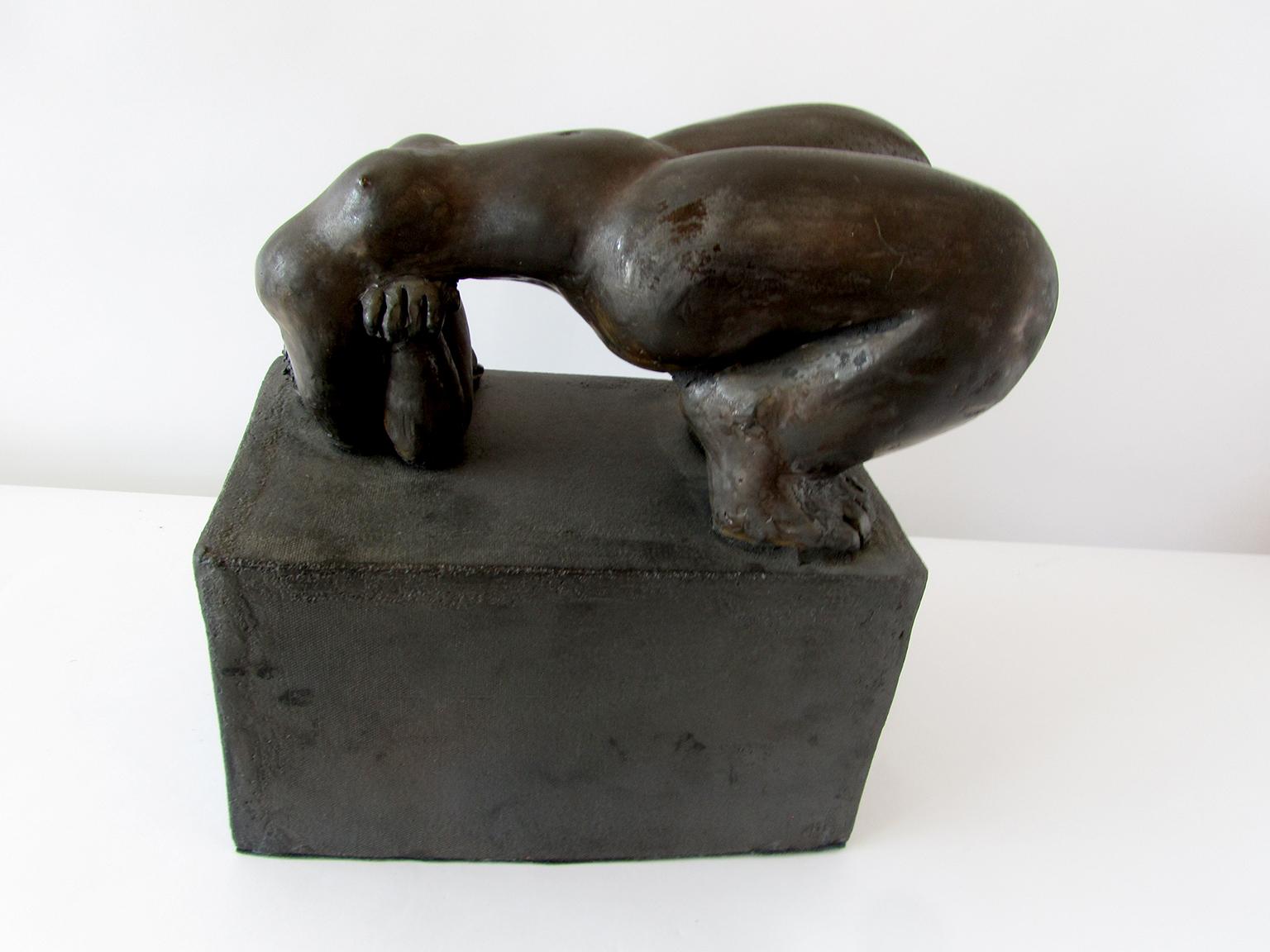 A French modern glazed terracotta figural sculpture, Michele Raymond, 2004.