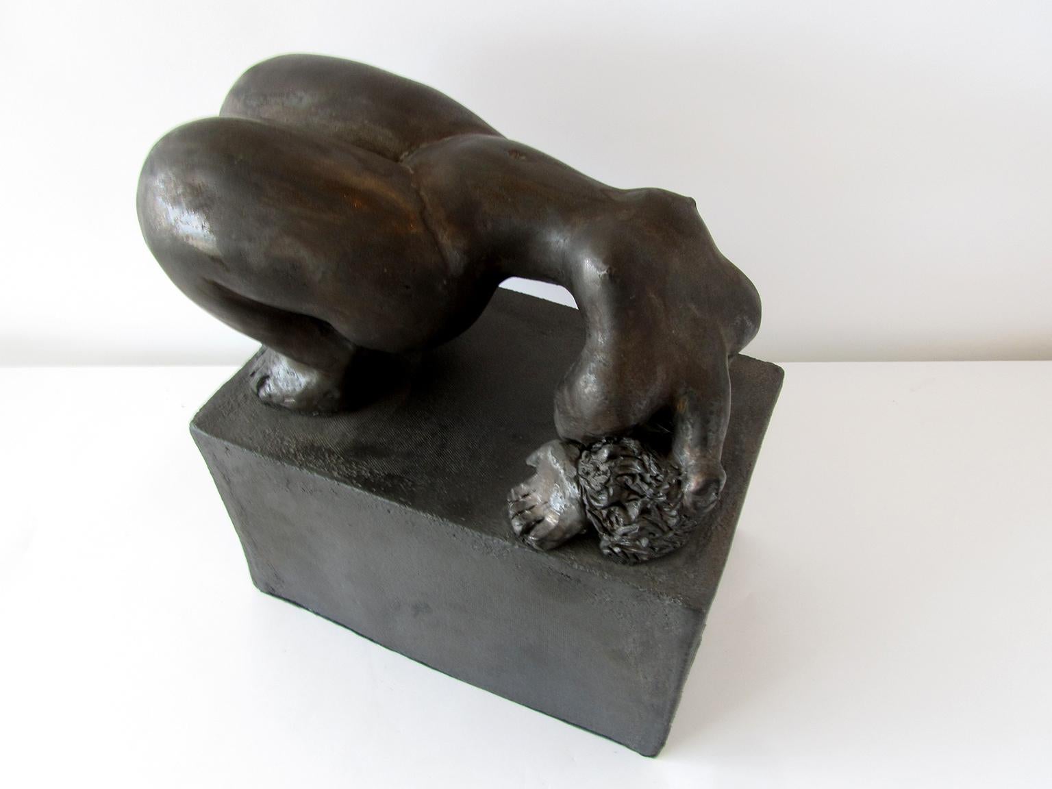 Mid-Century Modern French Modern Glazed Terracotta Figural Sculpture, Michele Raymond, 2004 For Sale