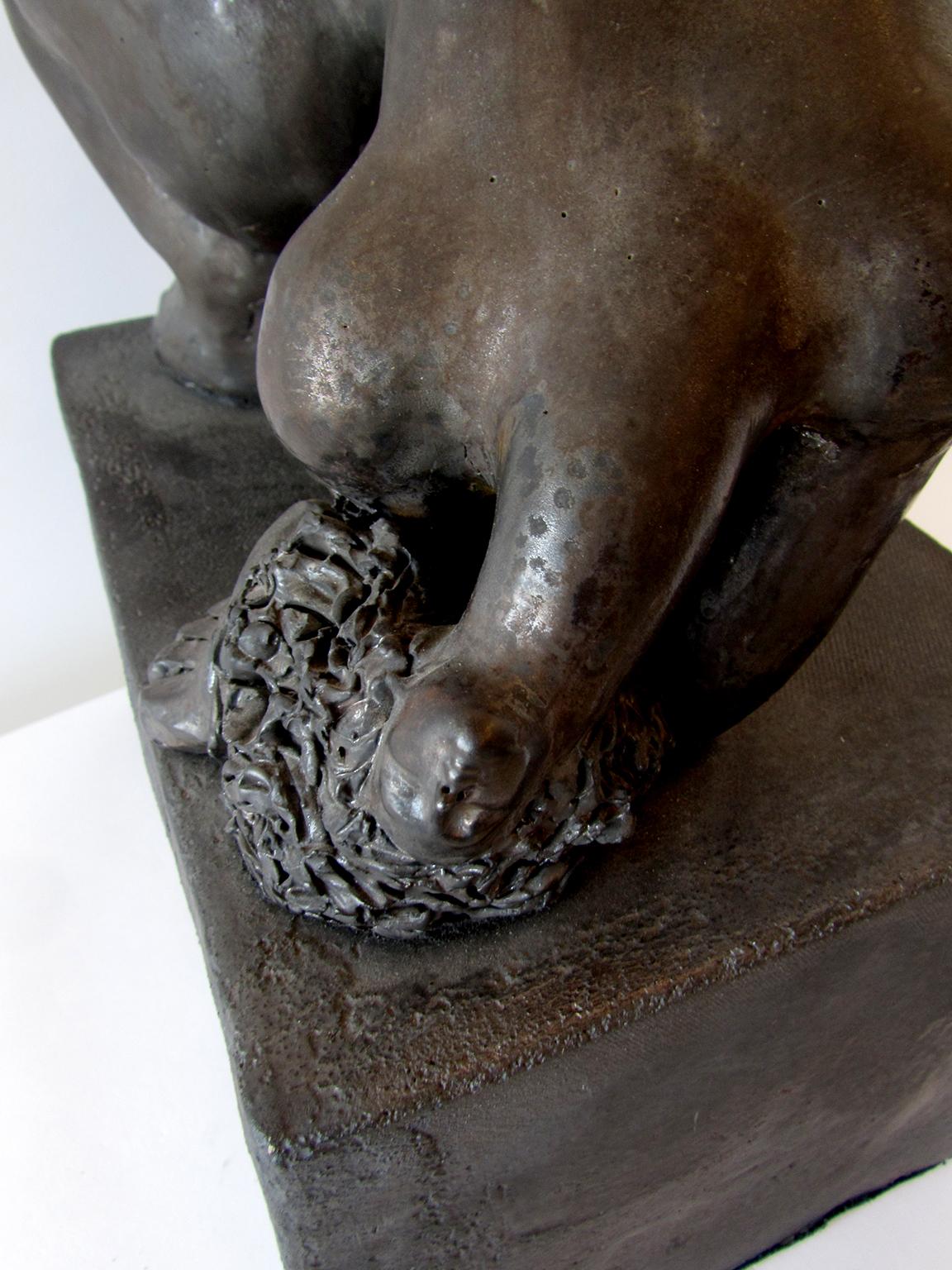 Contemporary French Modern Glazed Terracotta Figural Sculpture, Michele Raymond, 2004 For Sale
