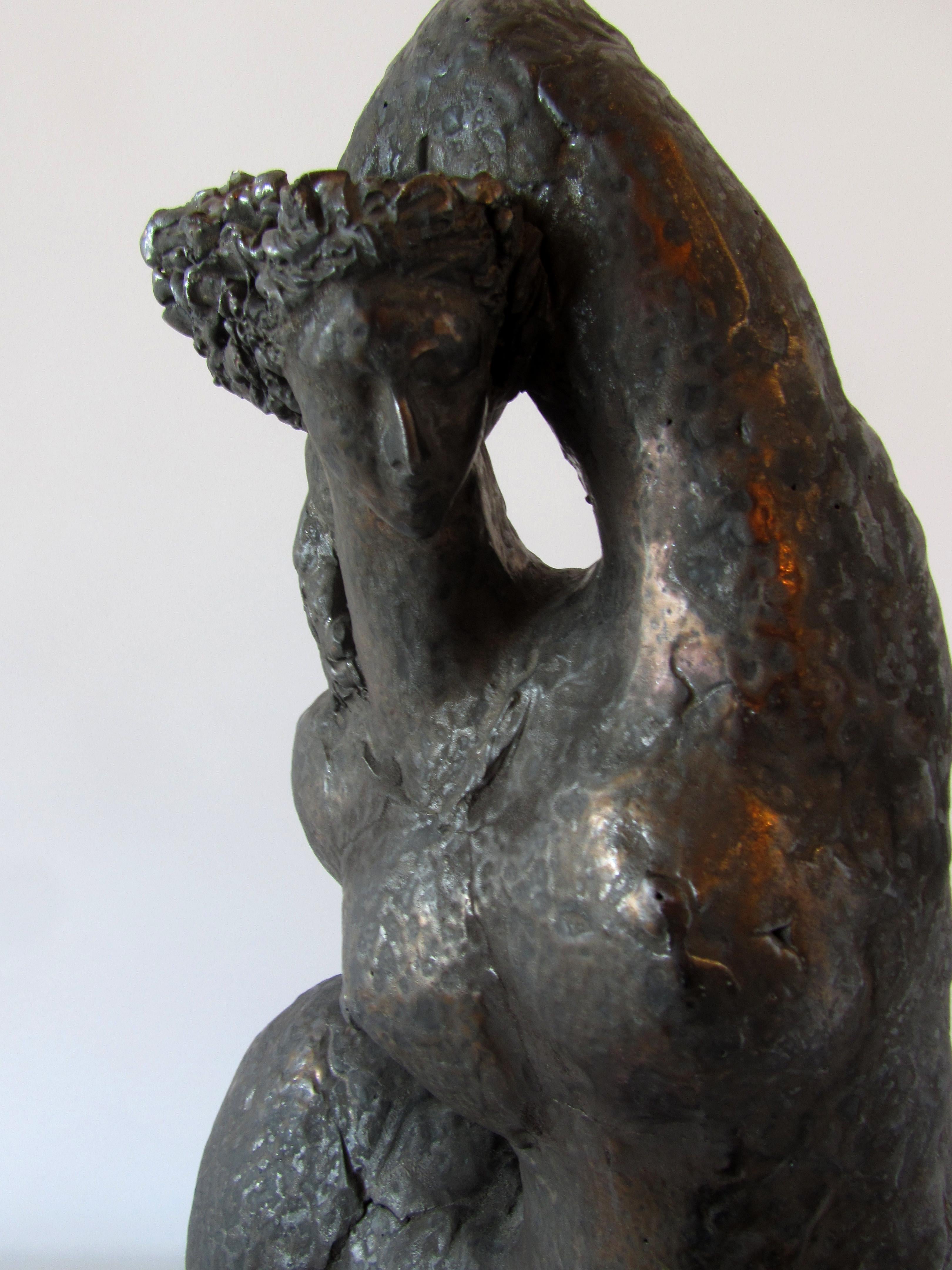 A French modern glazed terracotta figural sculpture, Michele Raymond, 2007.
             